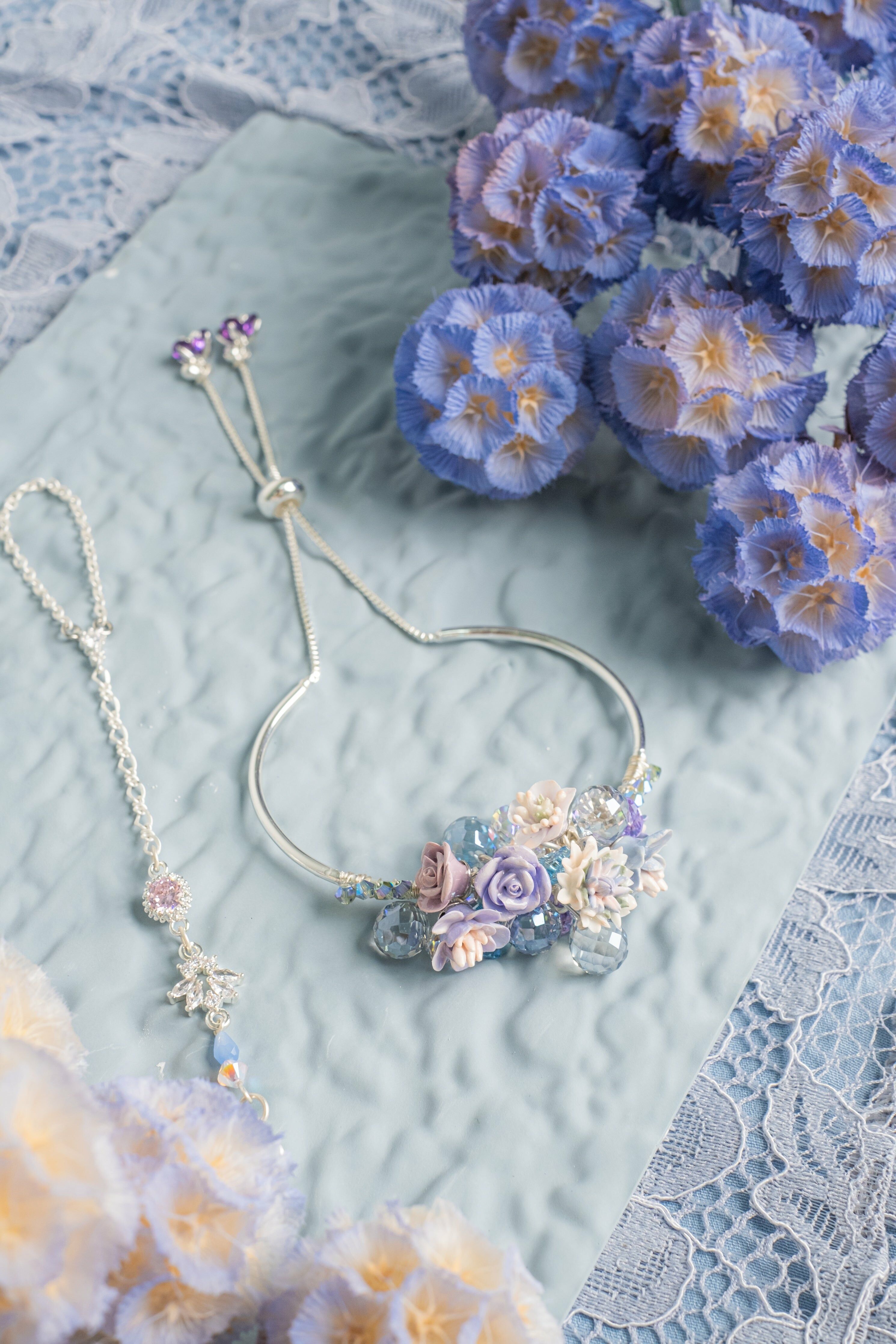 Tears of Glacier Matt Poppy S925 2-way Slave Bangle