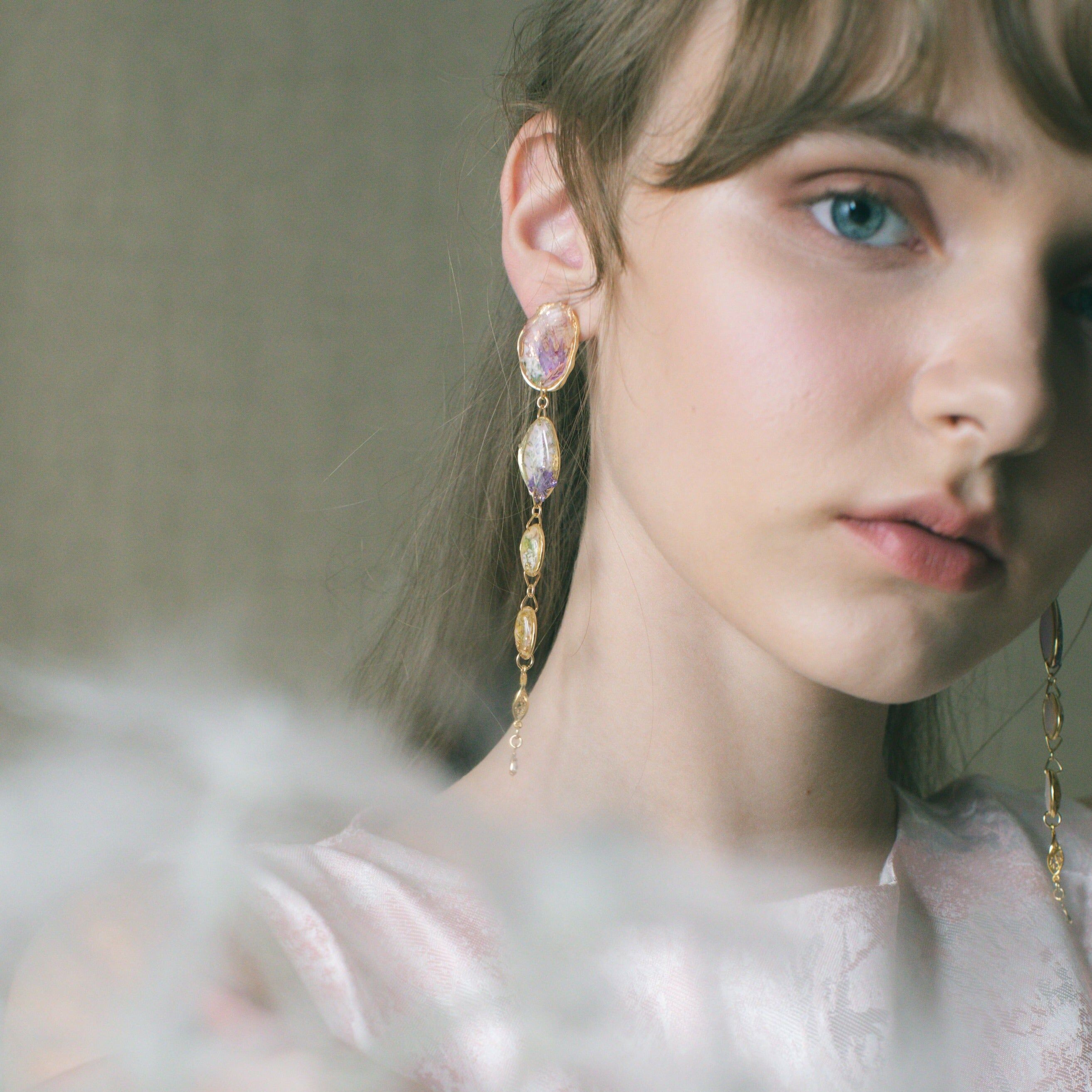 Winter Dew Oshibana Pendant S925 Earrings