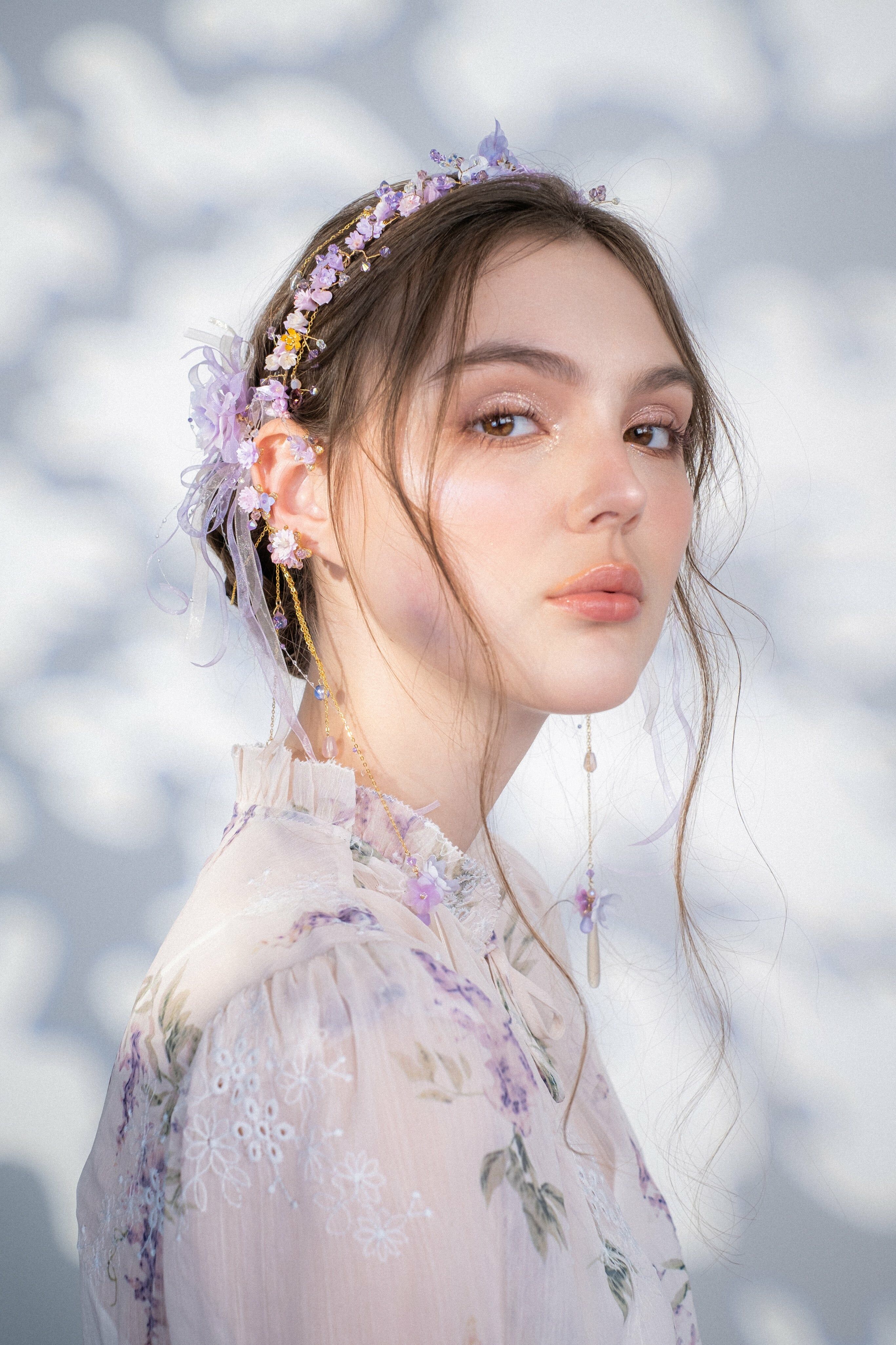 Blooming Sun-kissed Sakura Floral Ear Cuff