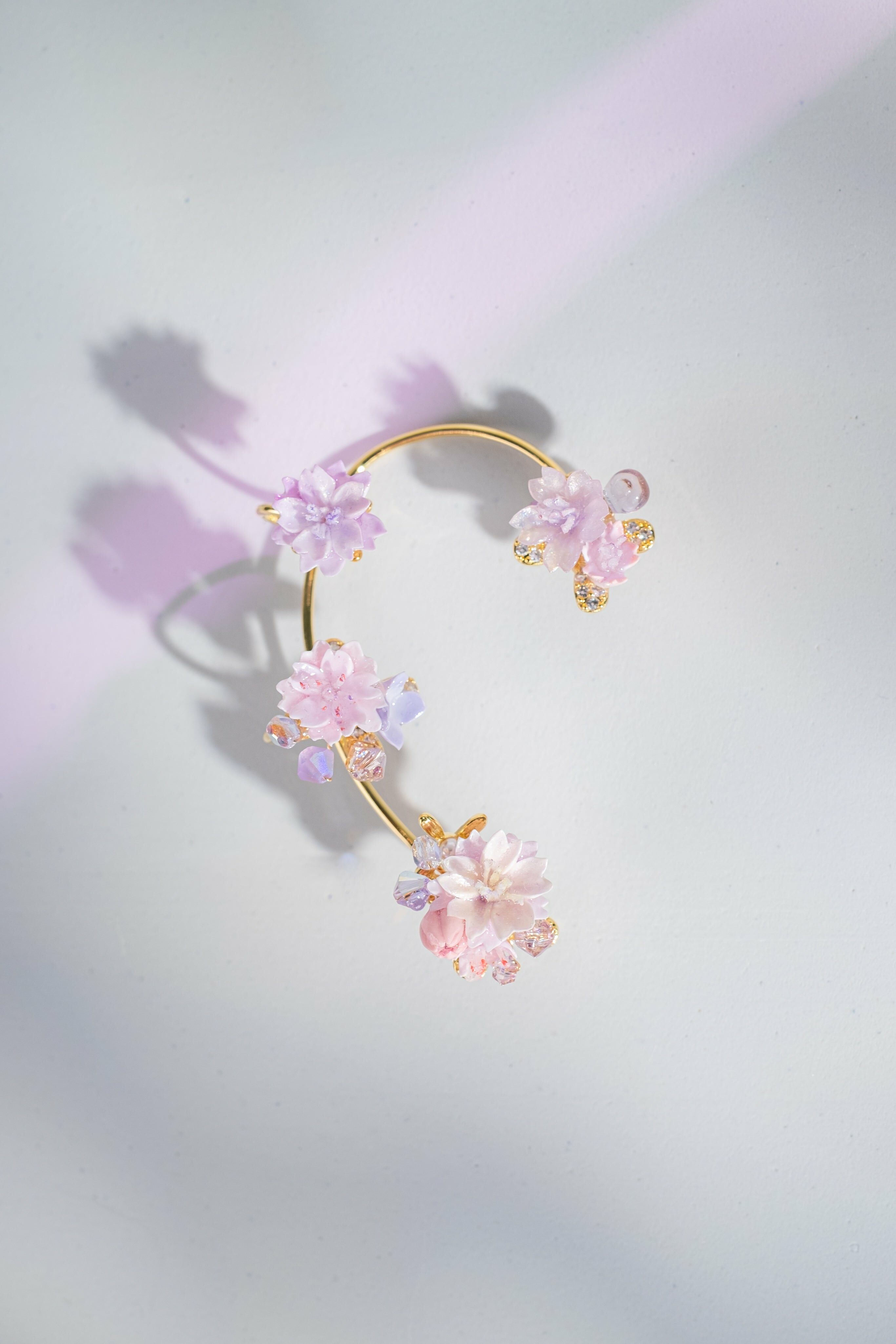 Blooming Sun-kissed Sakura Floral Ear Cuff