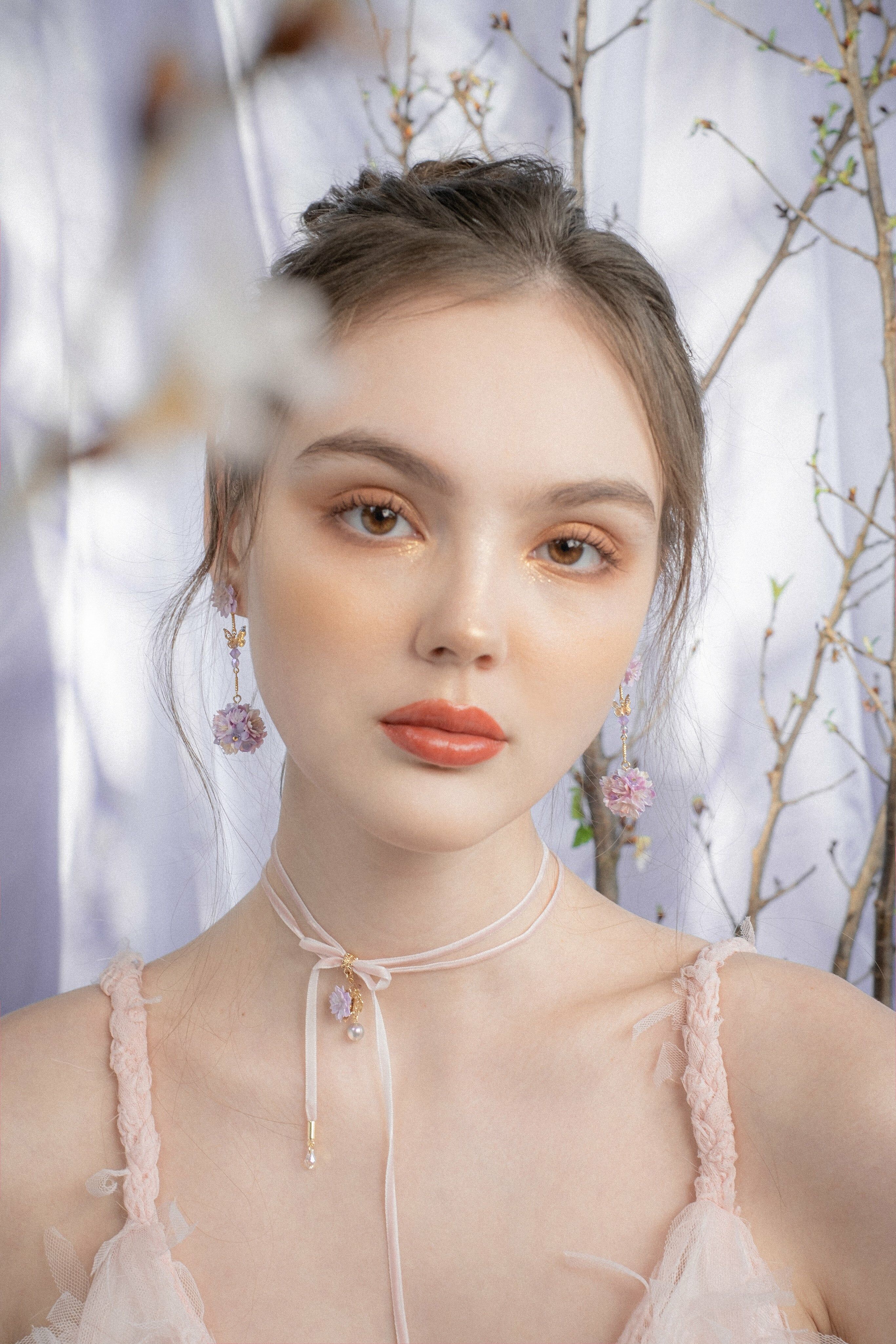 Fluttering Butterflies Sakura Bouquet Earrings (2-way)