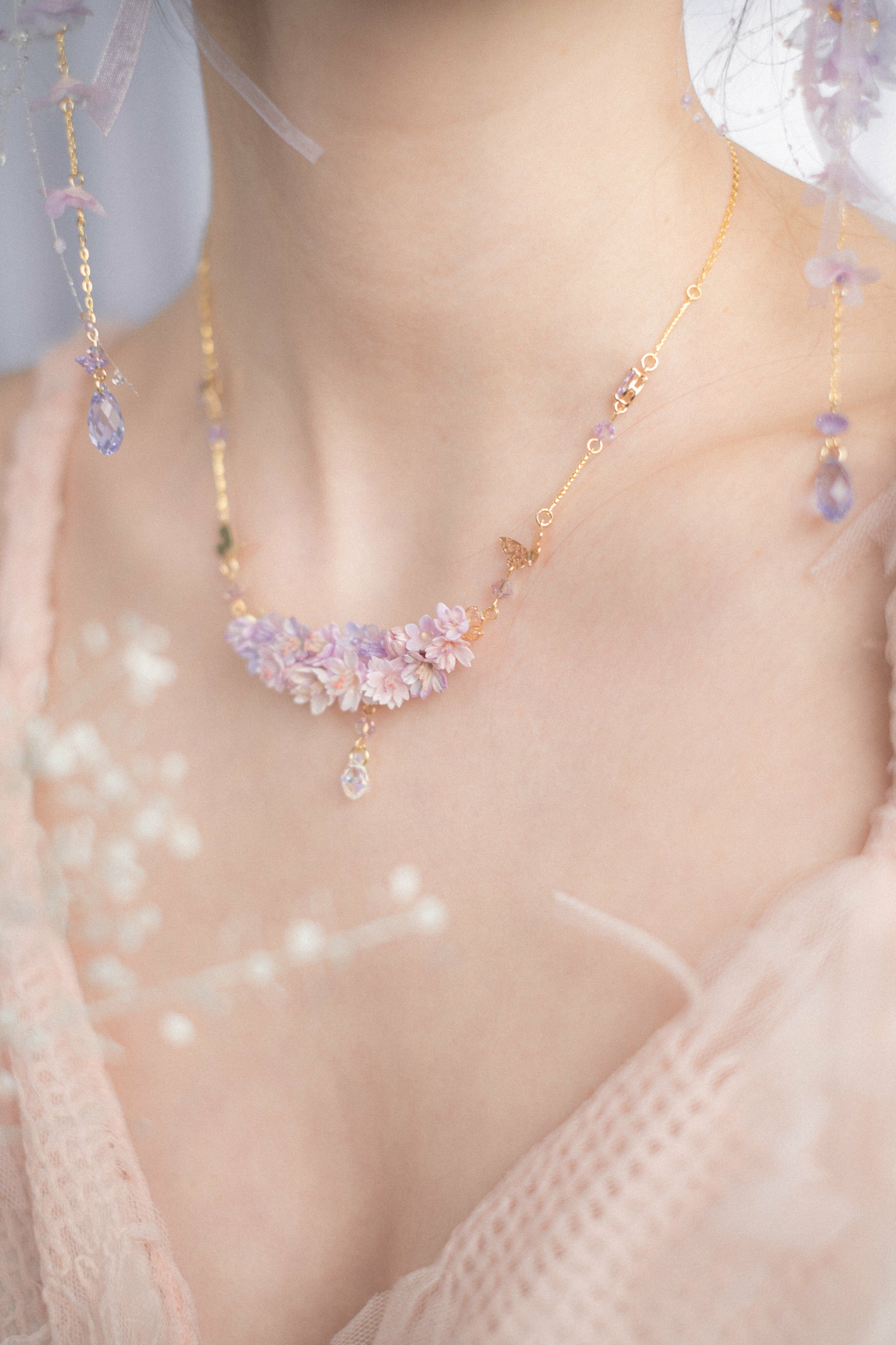 Staying in Love Sakura Bouquet Necklace
