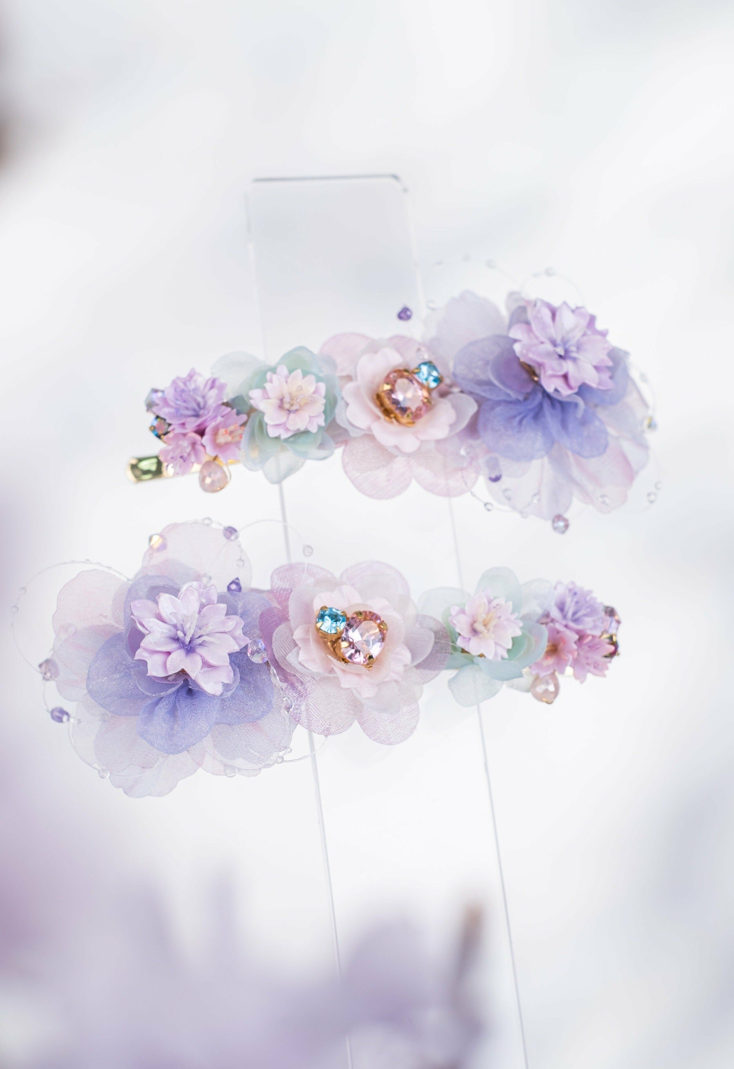 Rite of Spring Bejewelled Chiffon Sakura Duckbill Clip