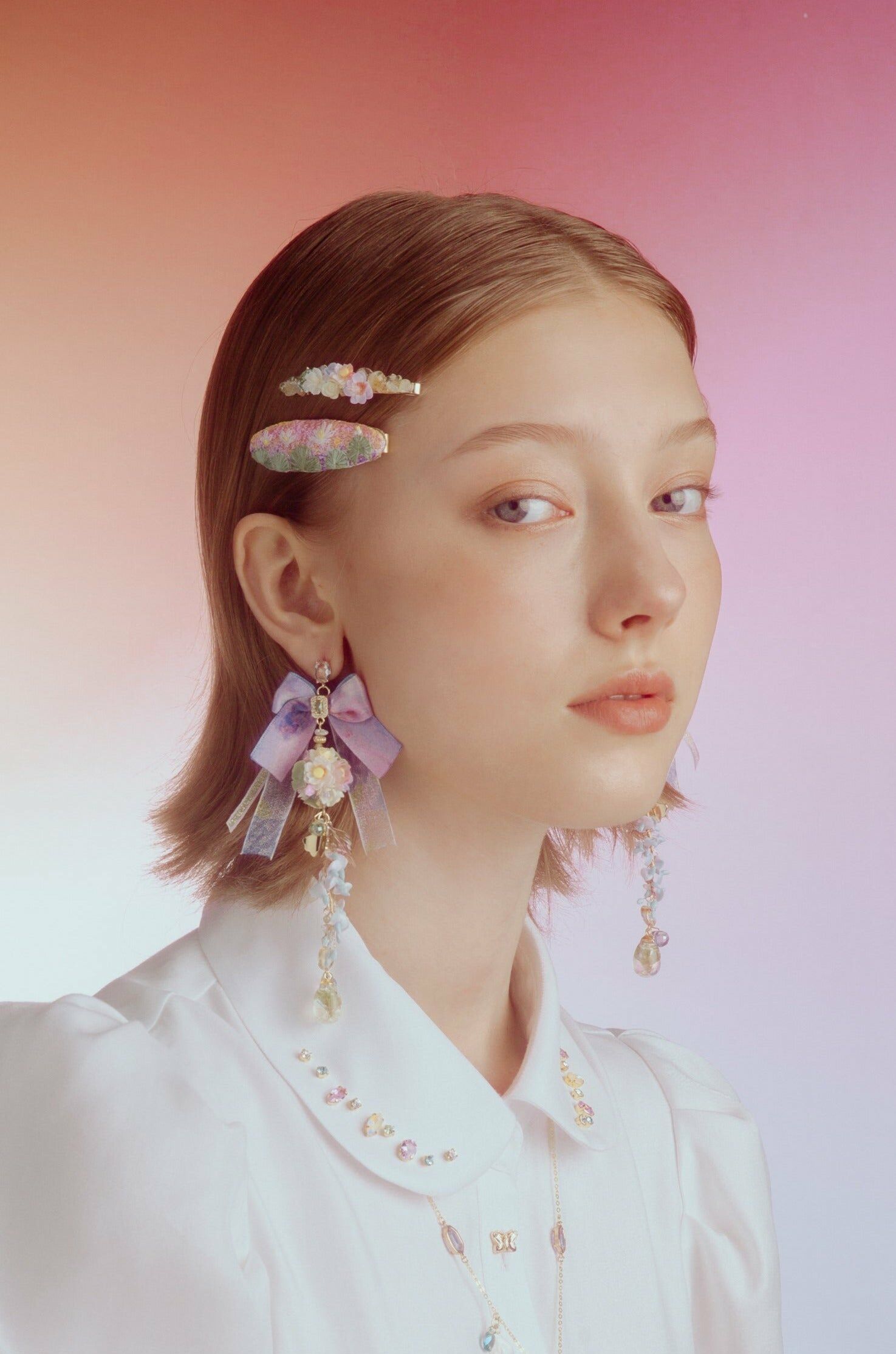 Summertime Fantasy Ribbon Bouquet Earrings