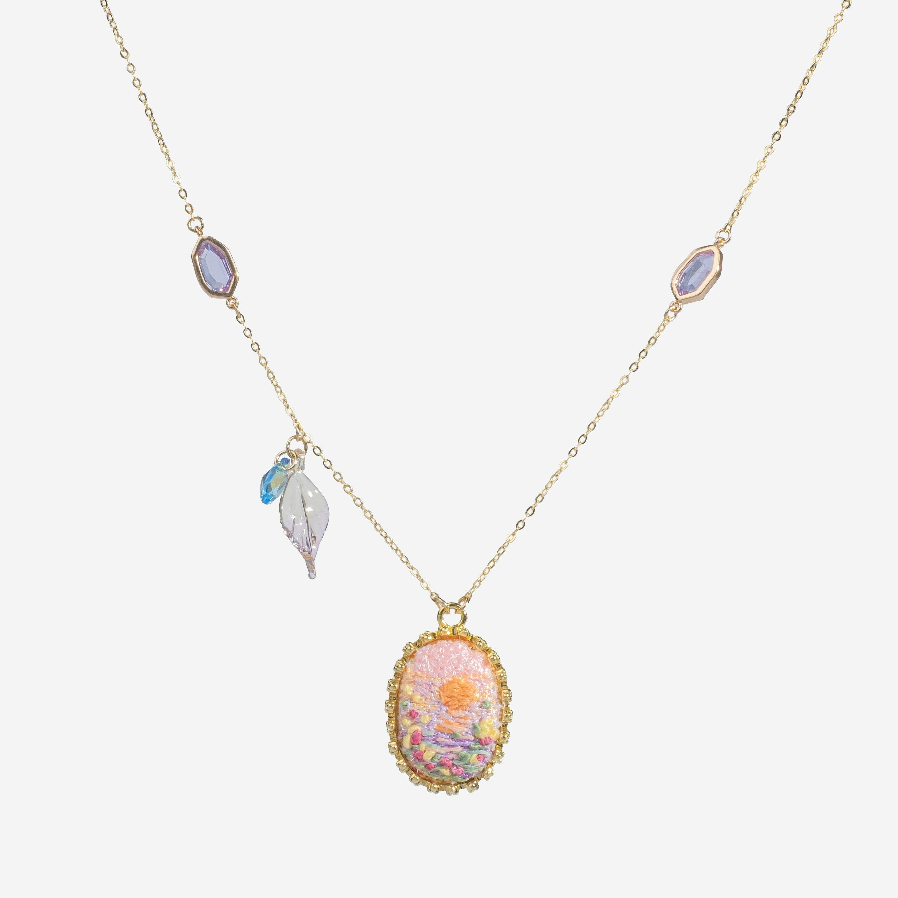 Golden Hour Embroidered Pendant Necklace