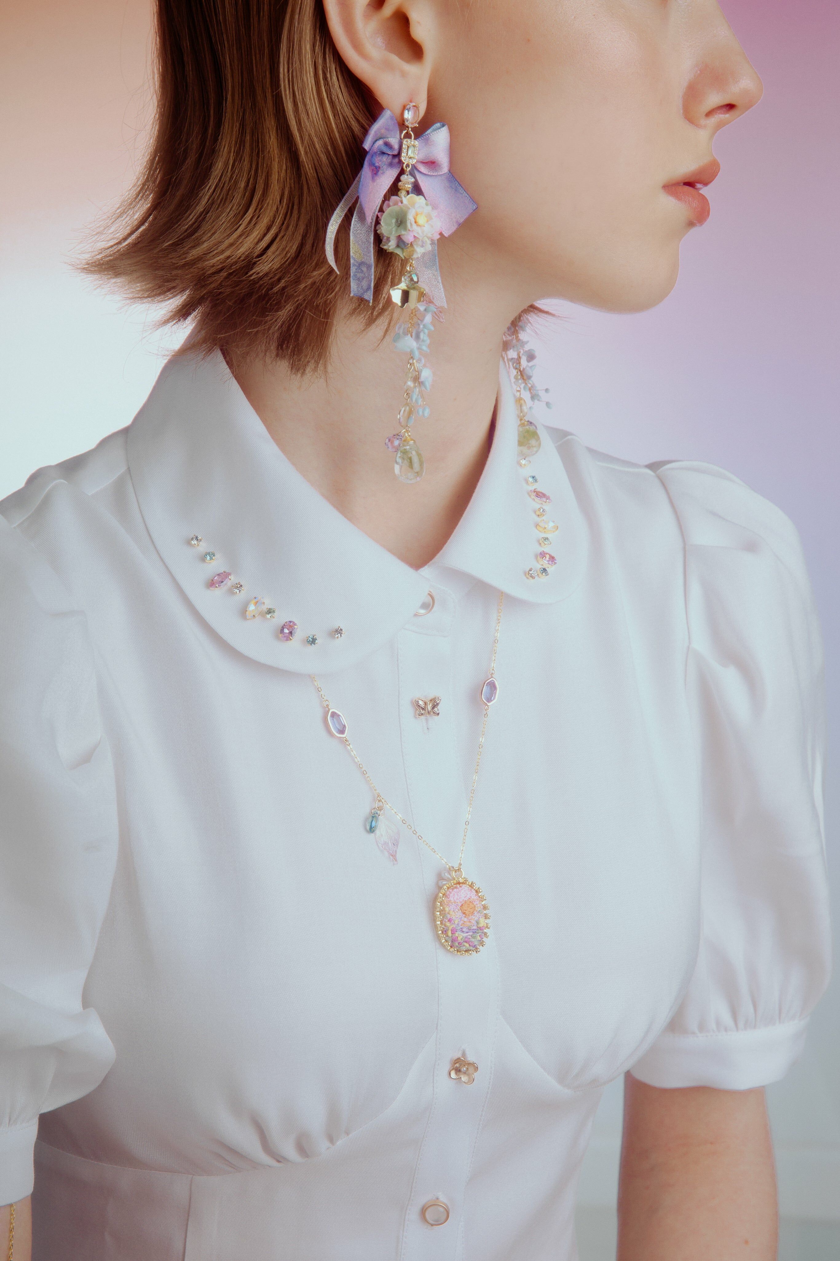 Golden Hour Embroidered Pendant Necklace