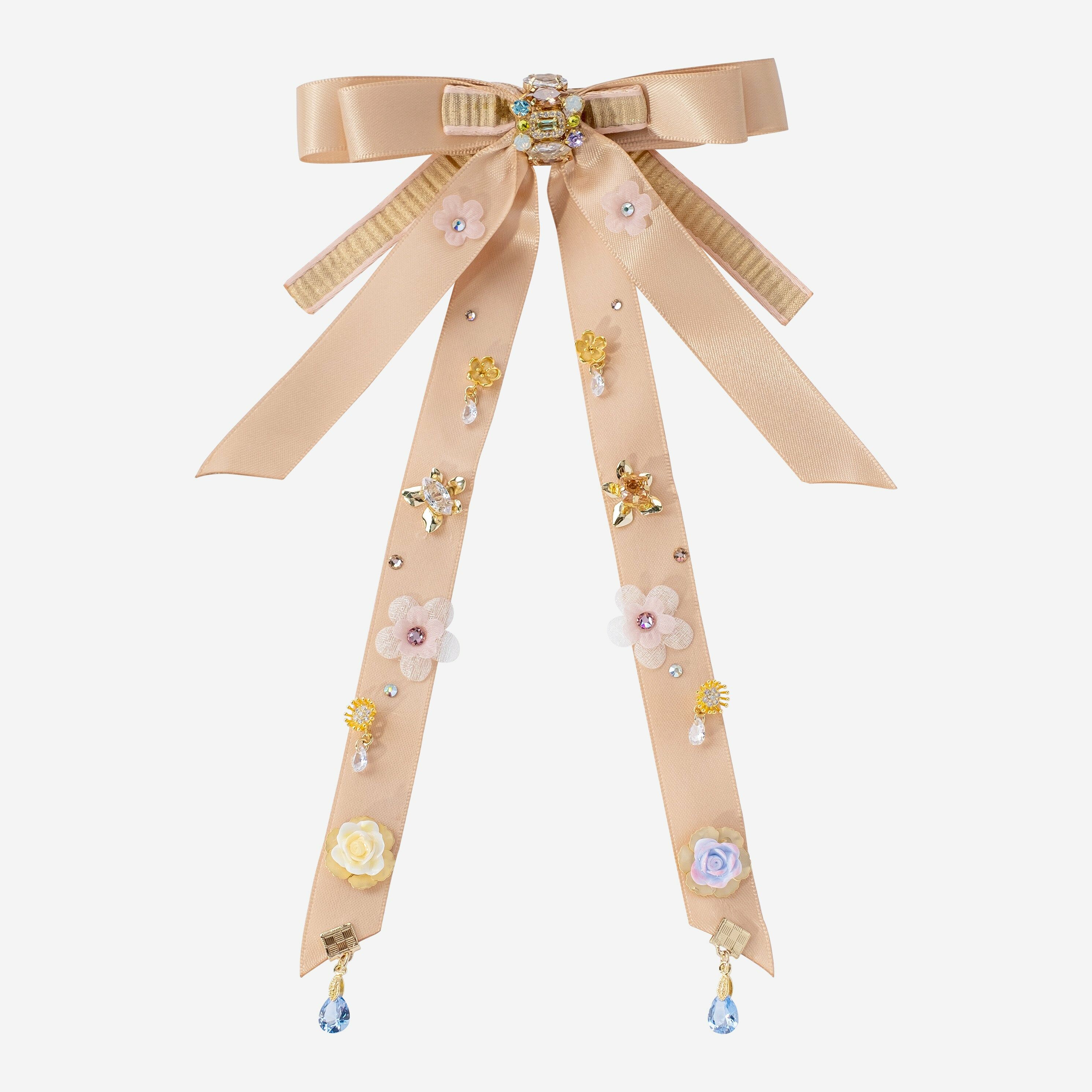 Mystic Garden Embossed Chiffon Petals Hair Ribbon