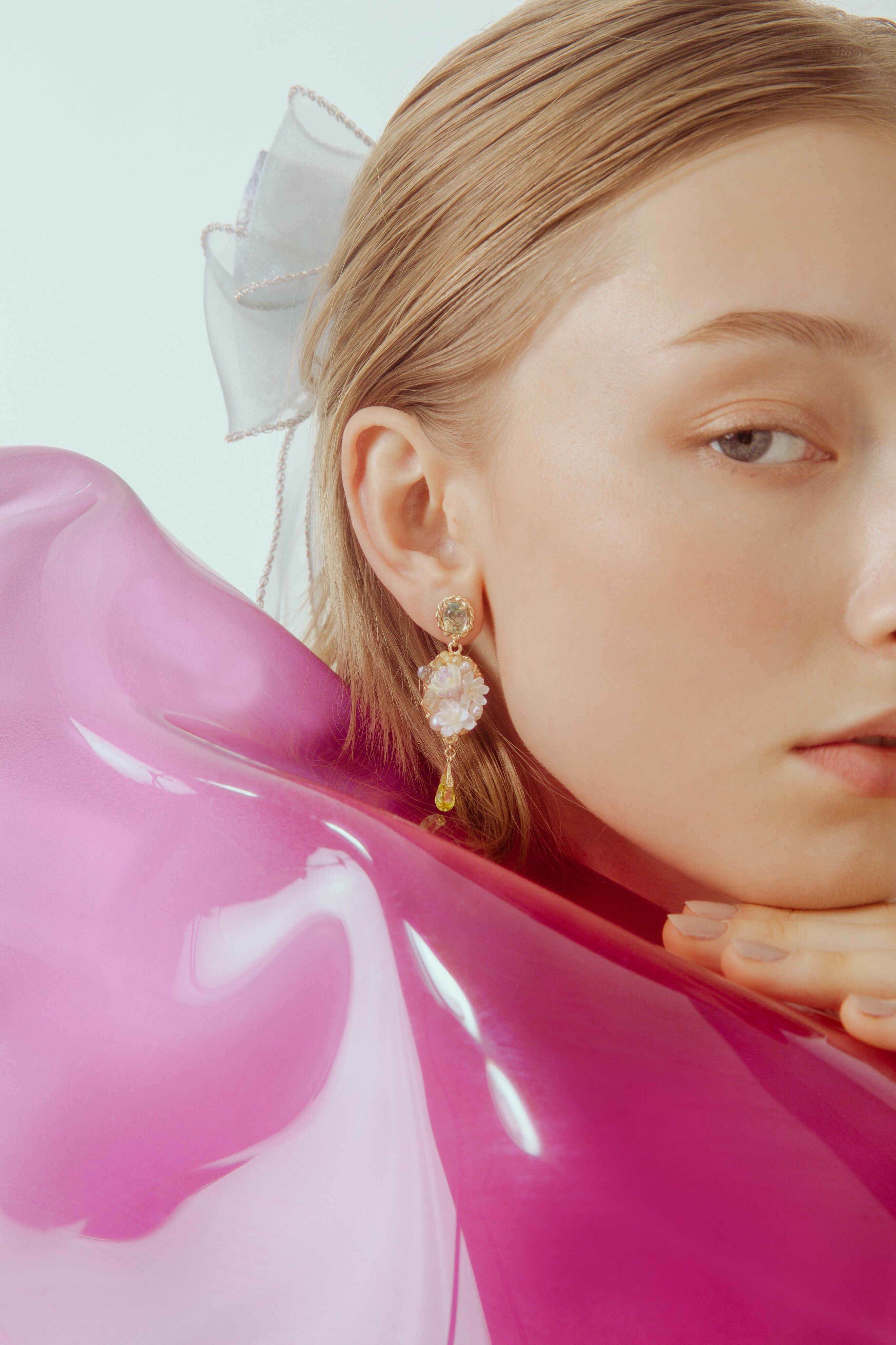 Vanishing Mirage Aqua Gems Water Lily Earrings