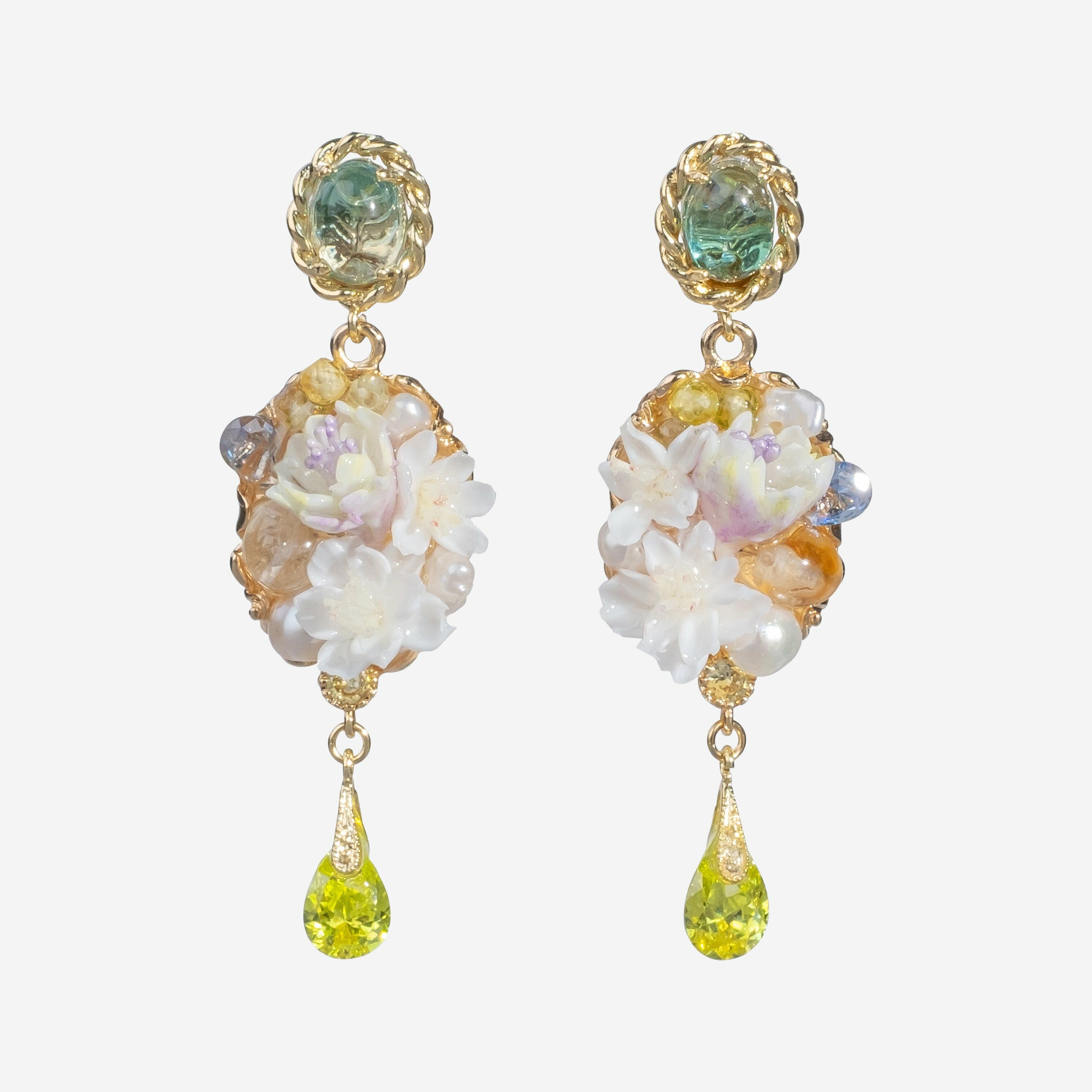 Vanishing Mirage Aqua Gems Water Lily Earrings