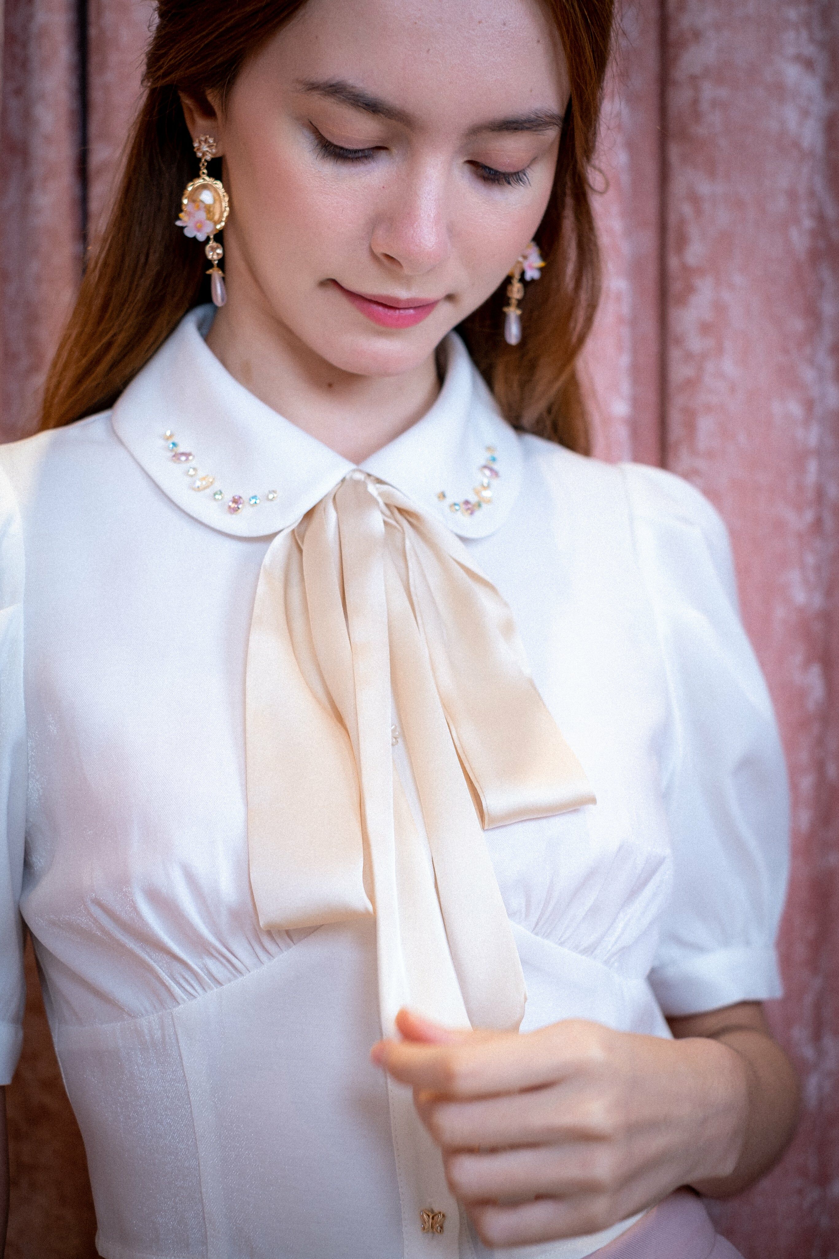 Smooth Chiffon Tie (Navy/Khaki/Cream/Dusty Pink)