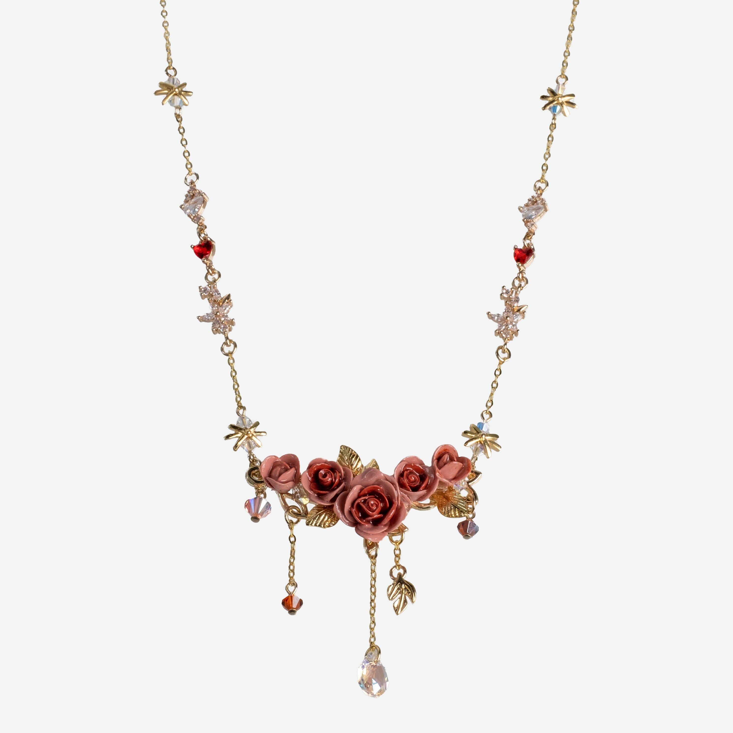Essence of Elegance Diamond Rose Bouquet Necklace