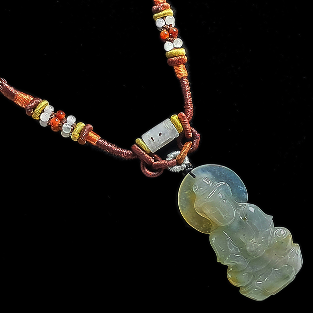 寶瓶觀音冰蜜三彩玉佩項鍊【十方】150981