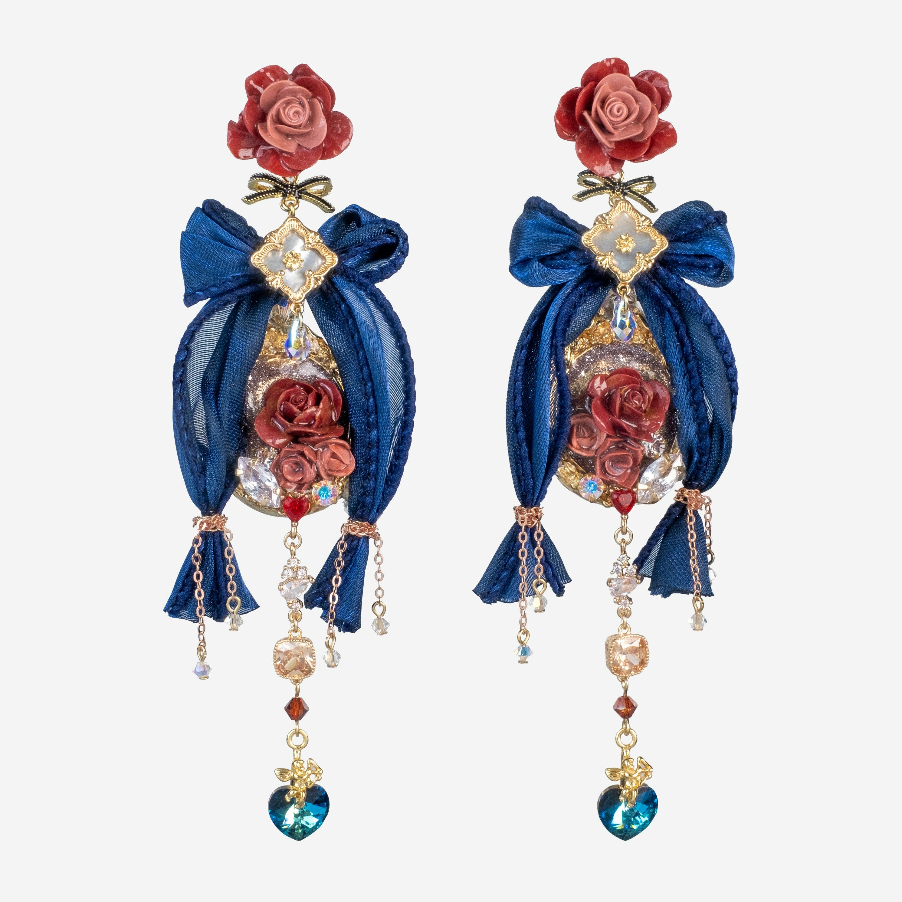 Romantic French Roses Ball Night Dangling Earrings