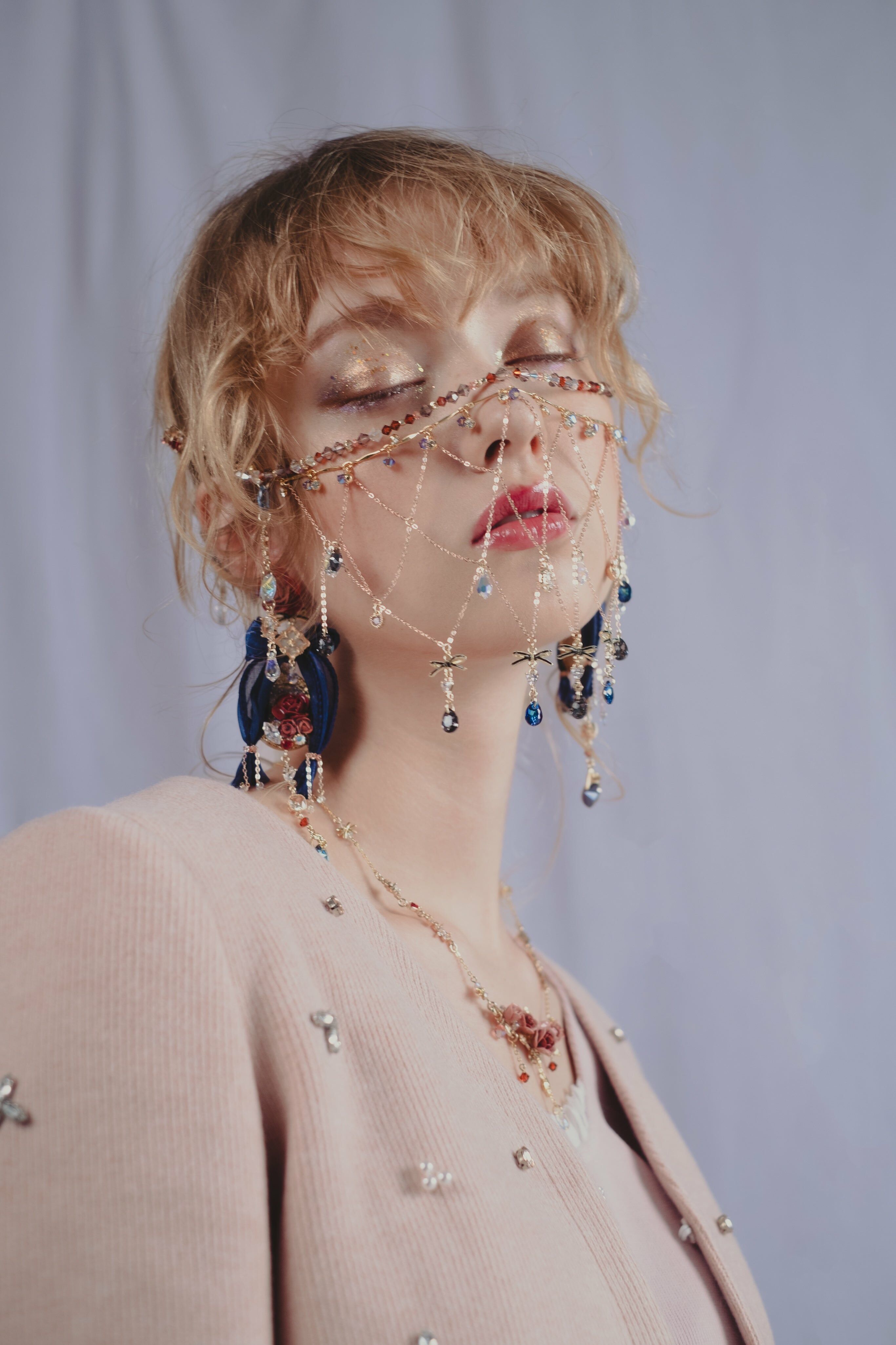 Masquerade Dance Prismatic Rhinestone Face Chain