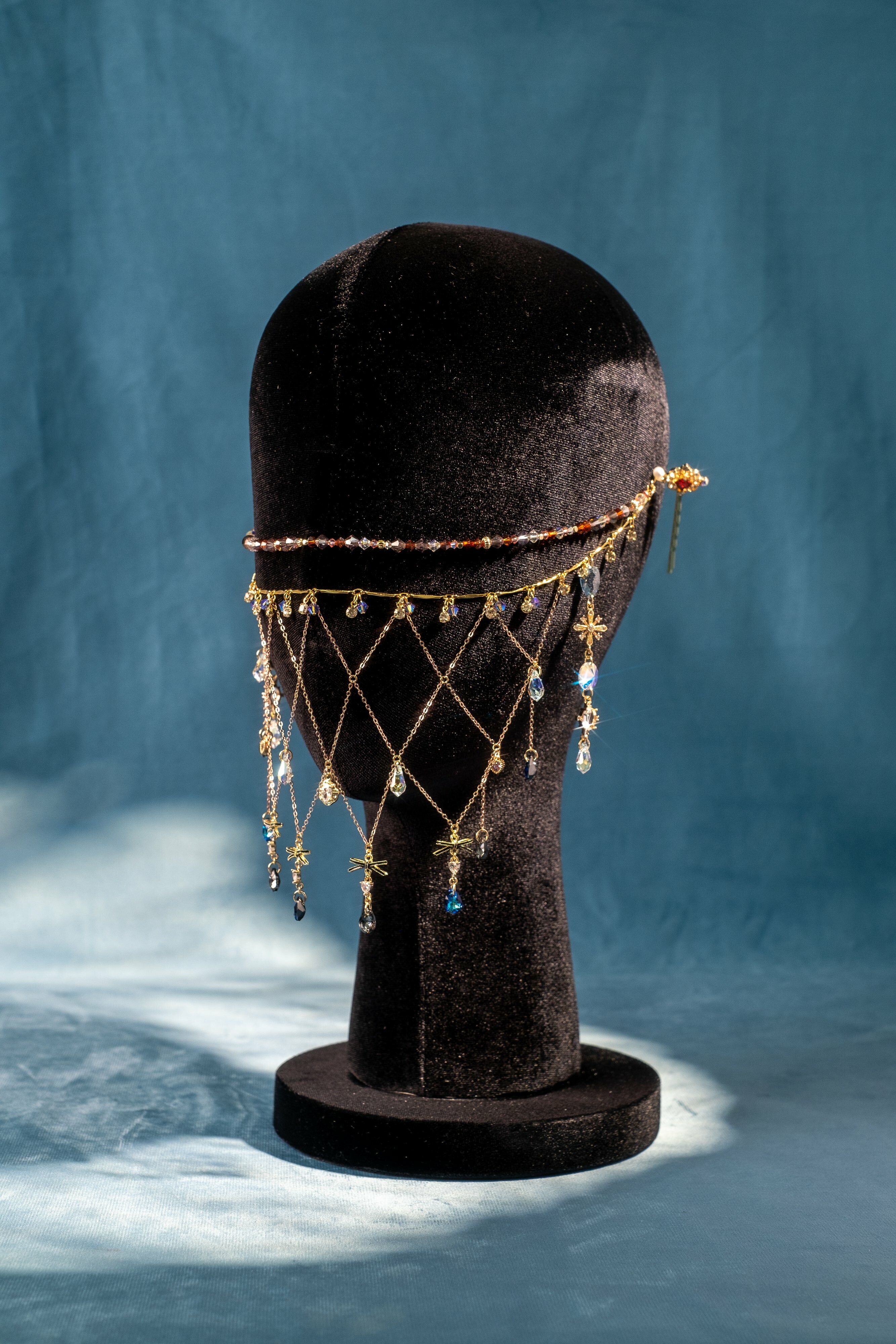 Masquerade Dance Prismatic Rhinestone Face Chain