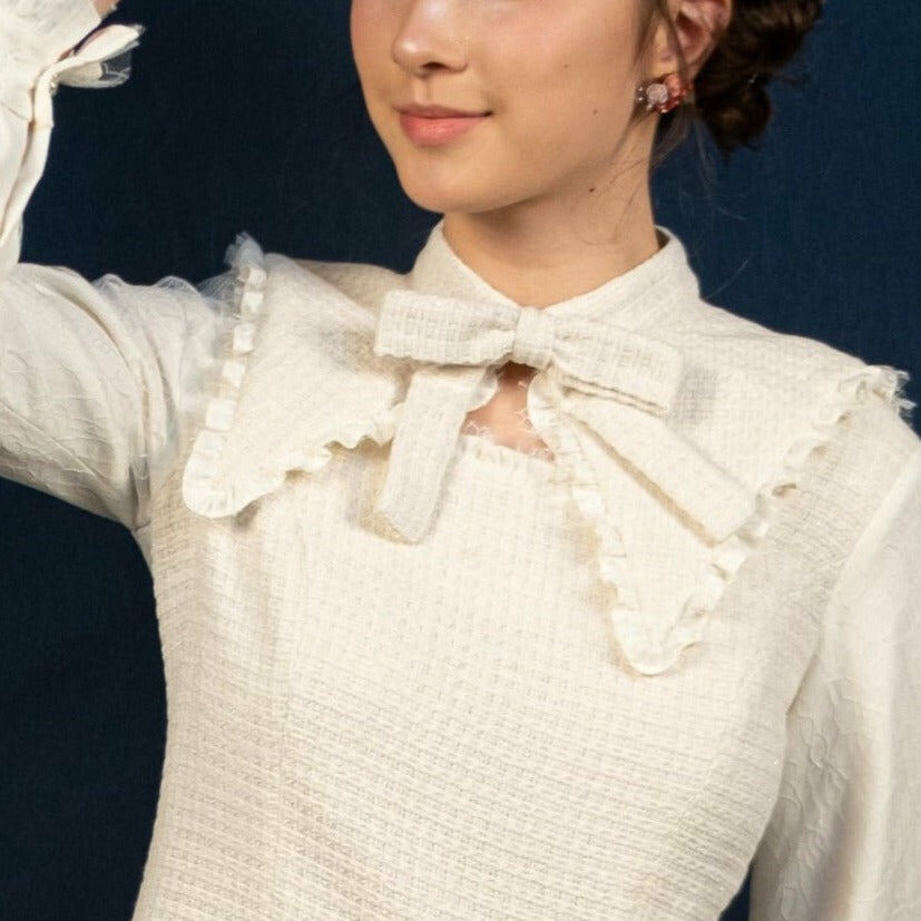 CZ Stone / Tweed Collar (Cream/Black)