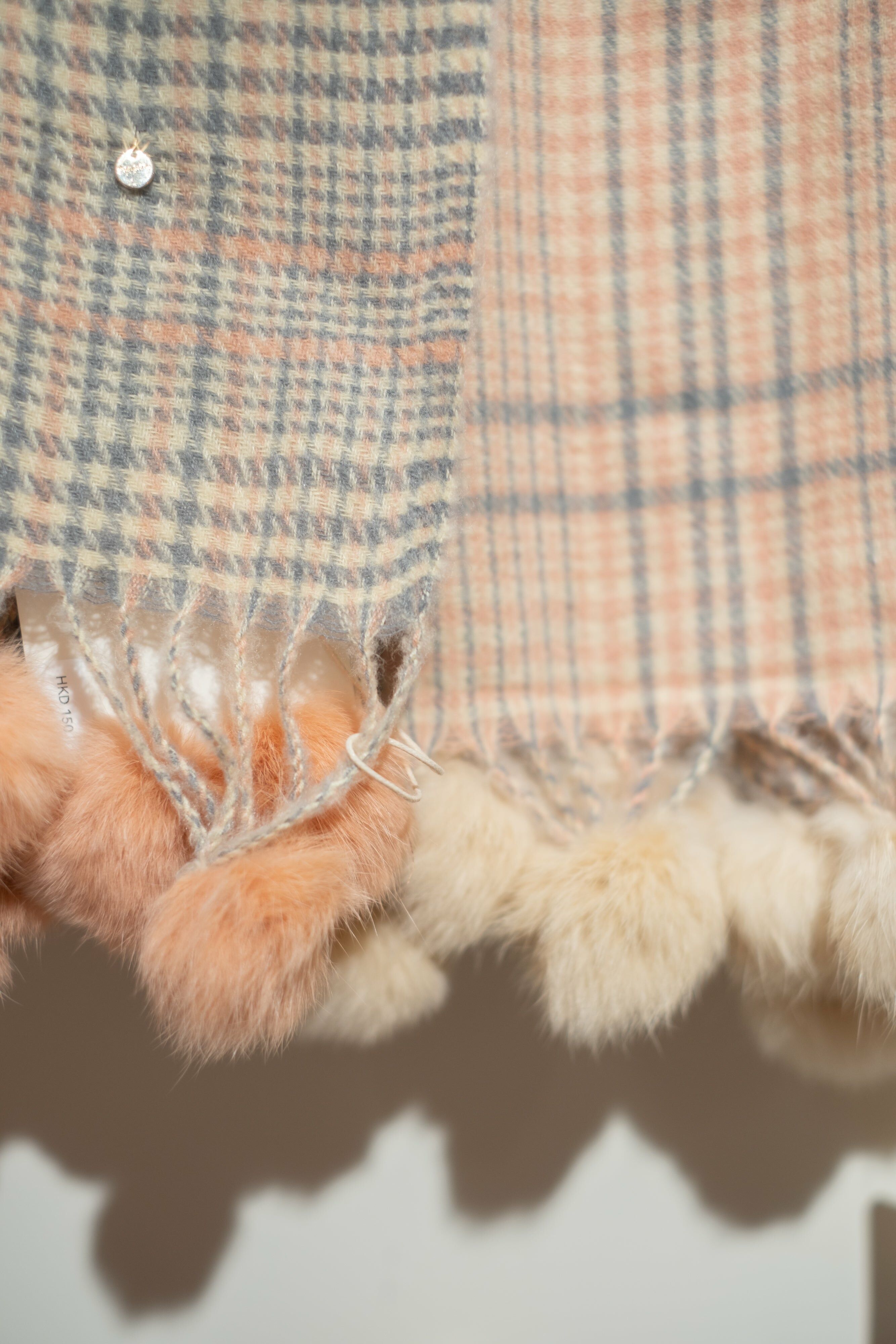 Ultrasoft Wool Pom Pom Scarf (Beige/Brown)