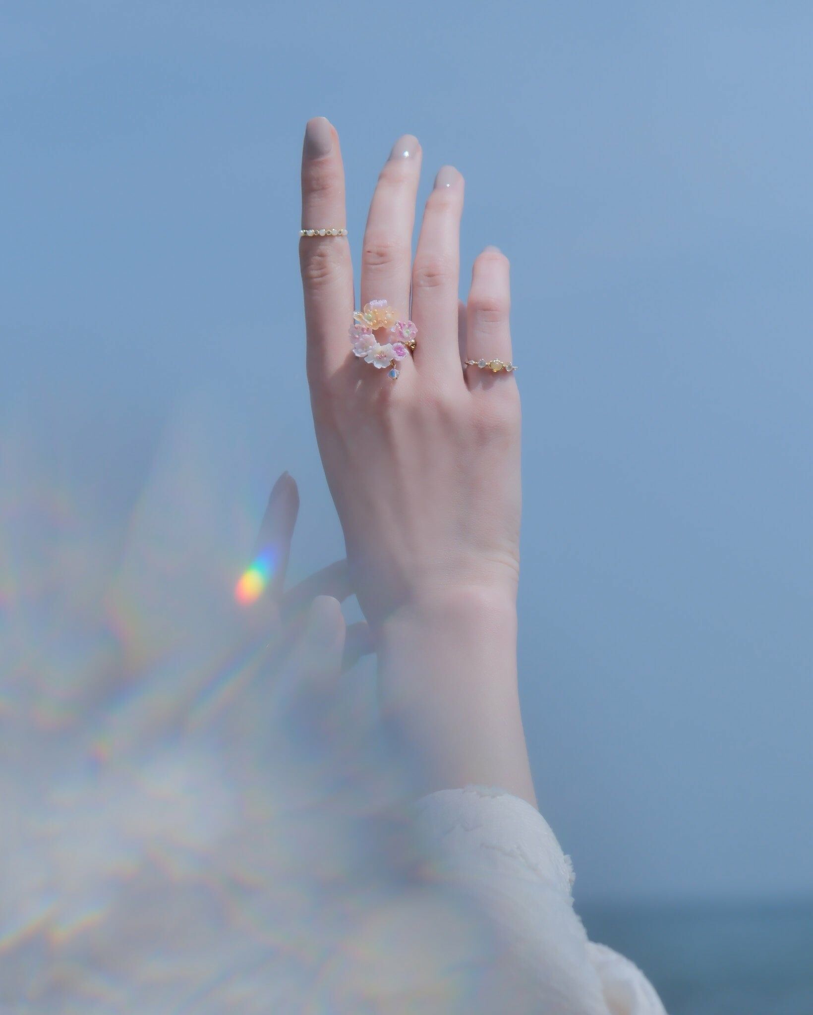 In the Pink Sakura Wreath Adjustable Chain Ring