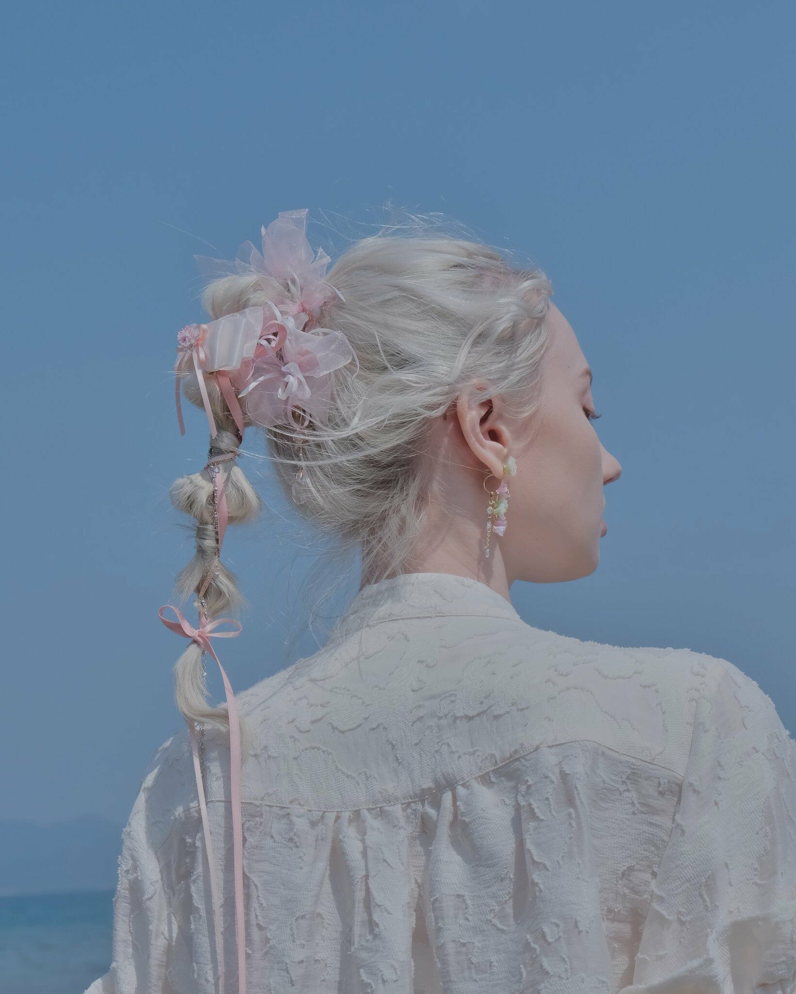 Sakura in the Spring Mist Chiffon Ribbons Scrunchie