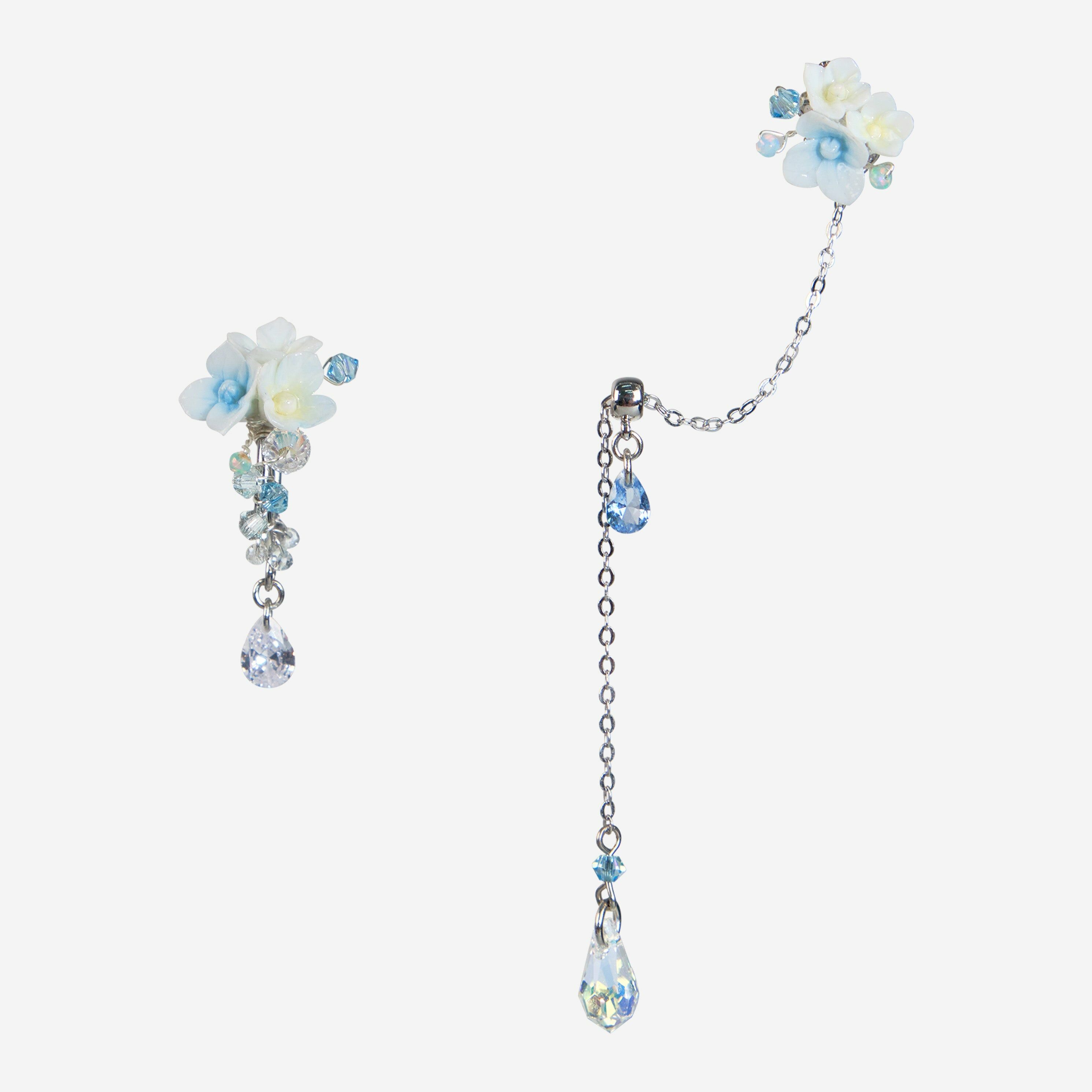 濘 - 迷你繡球耳環耳骨鏈組合