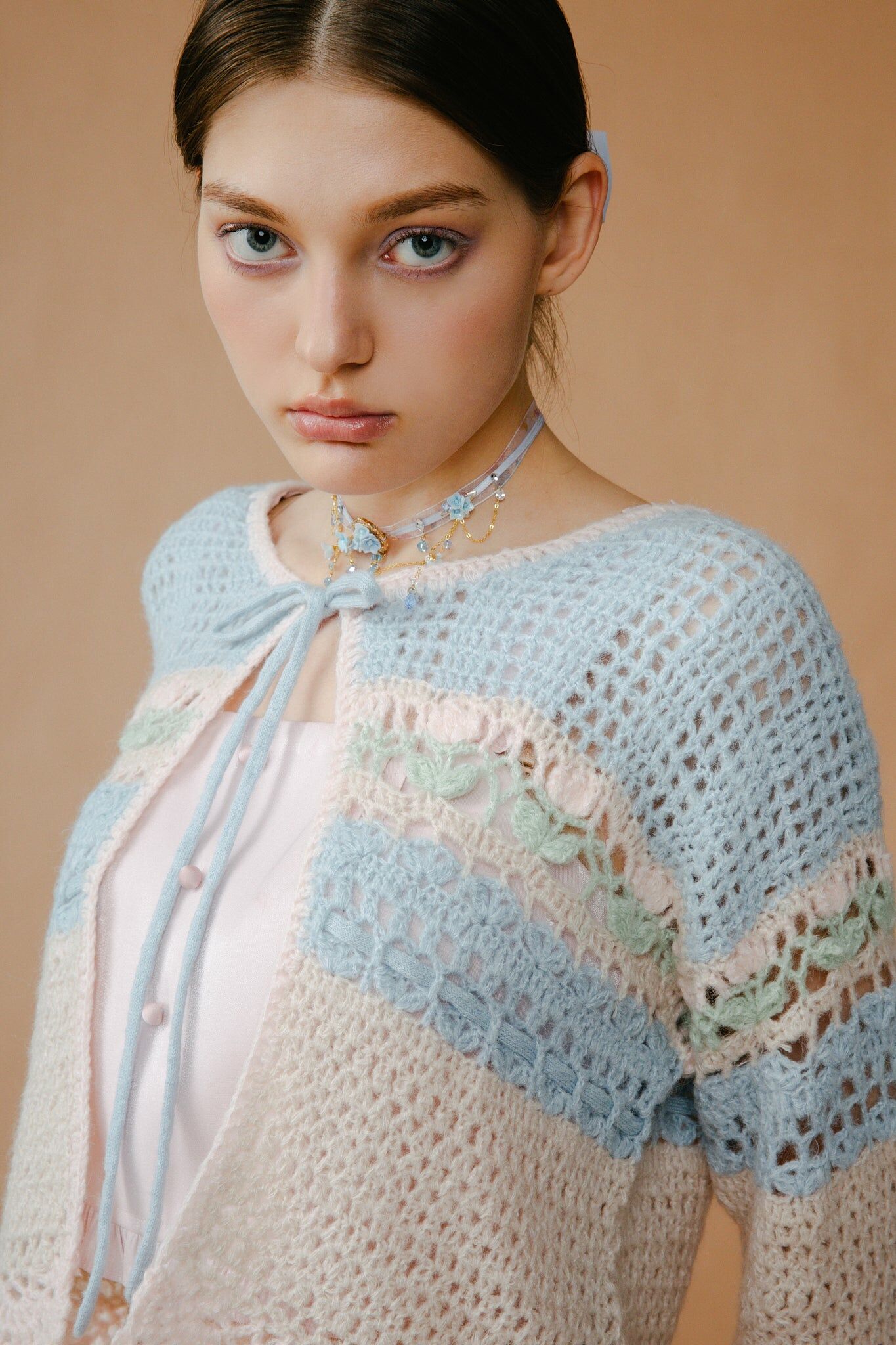 夏日花園繫繩手織小外套