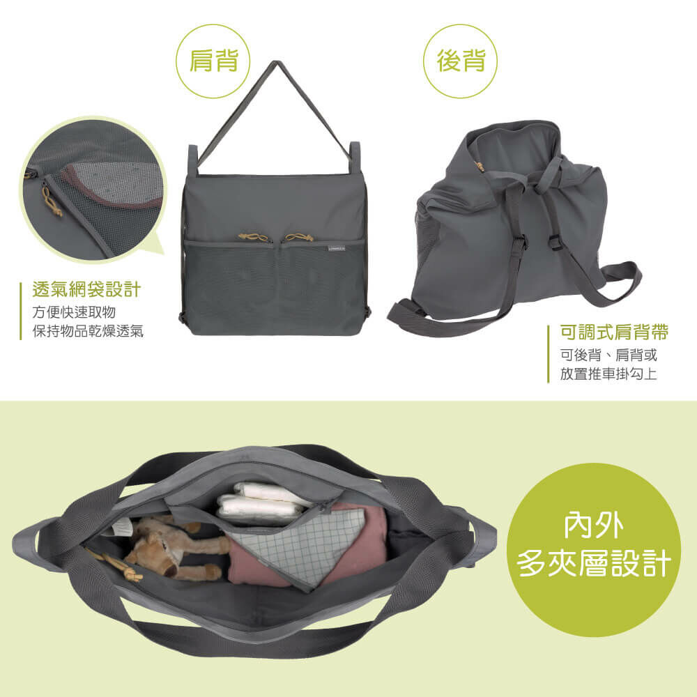 德國媽媽包No.1品牌,LASSIG讓媽媽包不只是媽媽包,兼具時尚與功能性,大容量多隔層,超輕量推薦款!肩背後背2WAY一秒變換