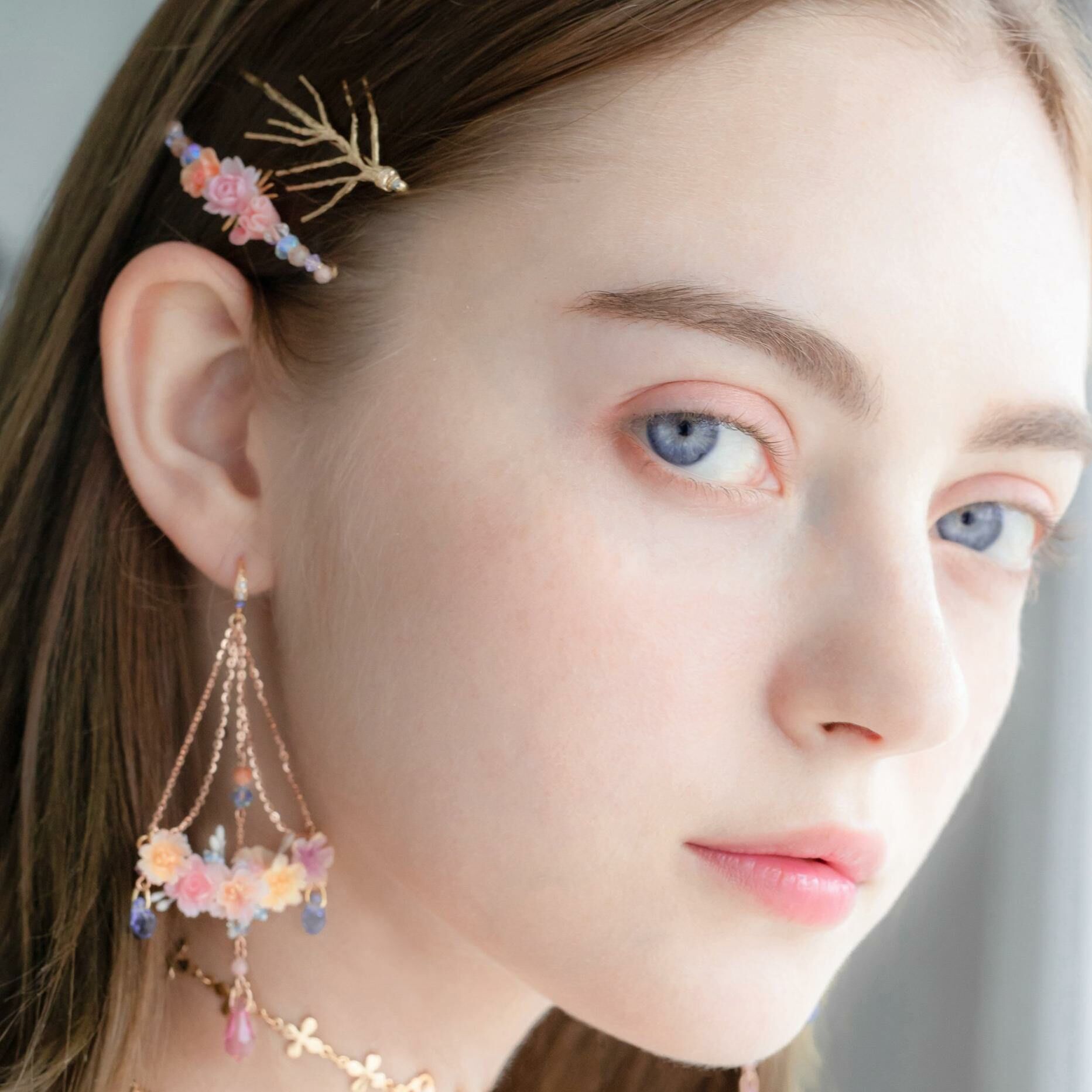 Coral Reef Camellia Gold-plated Hair Clip Set