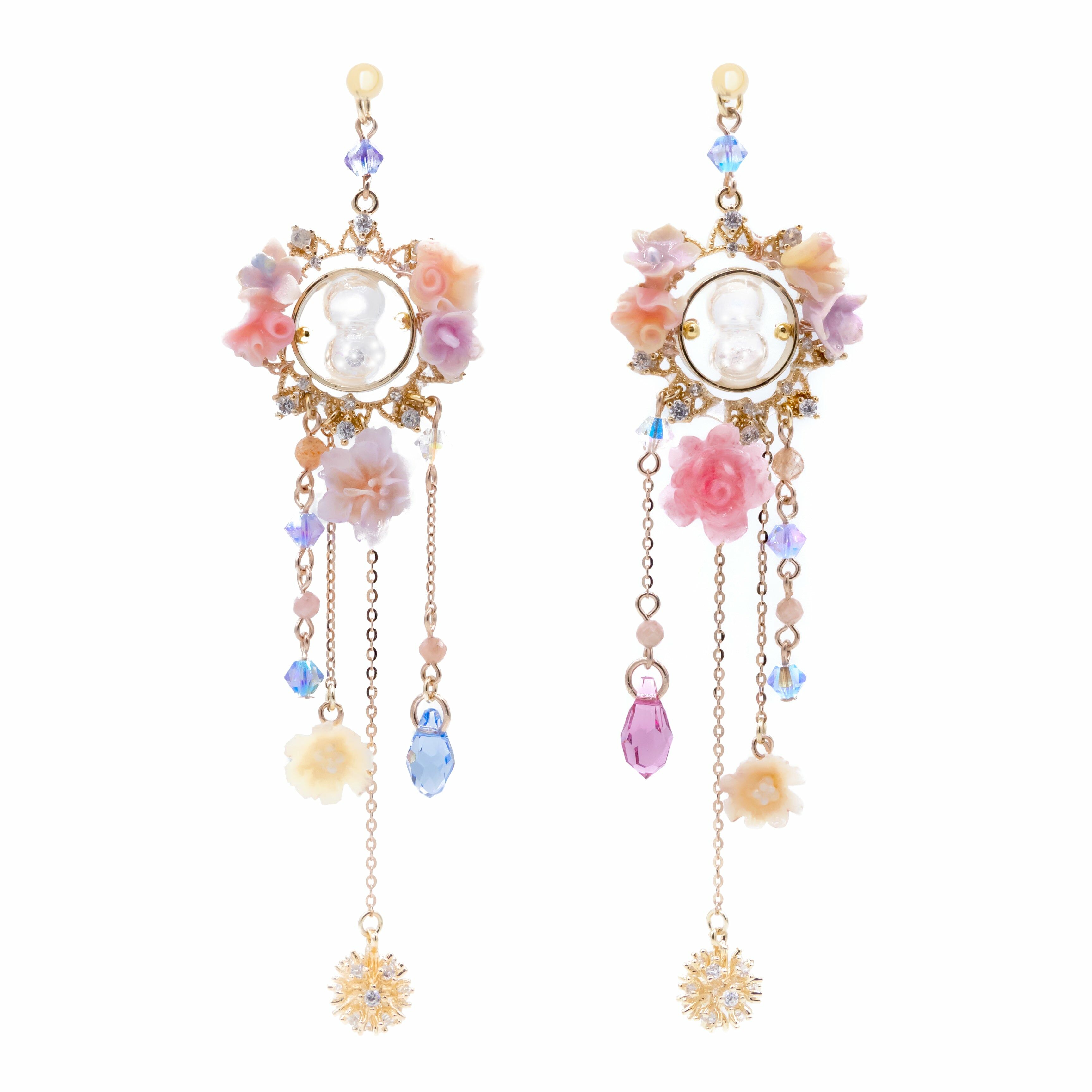 Rose-gold plated 925 Silver Kinetic Sand Clock Earrings