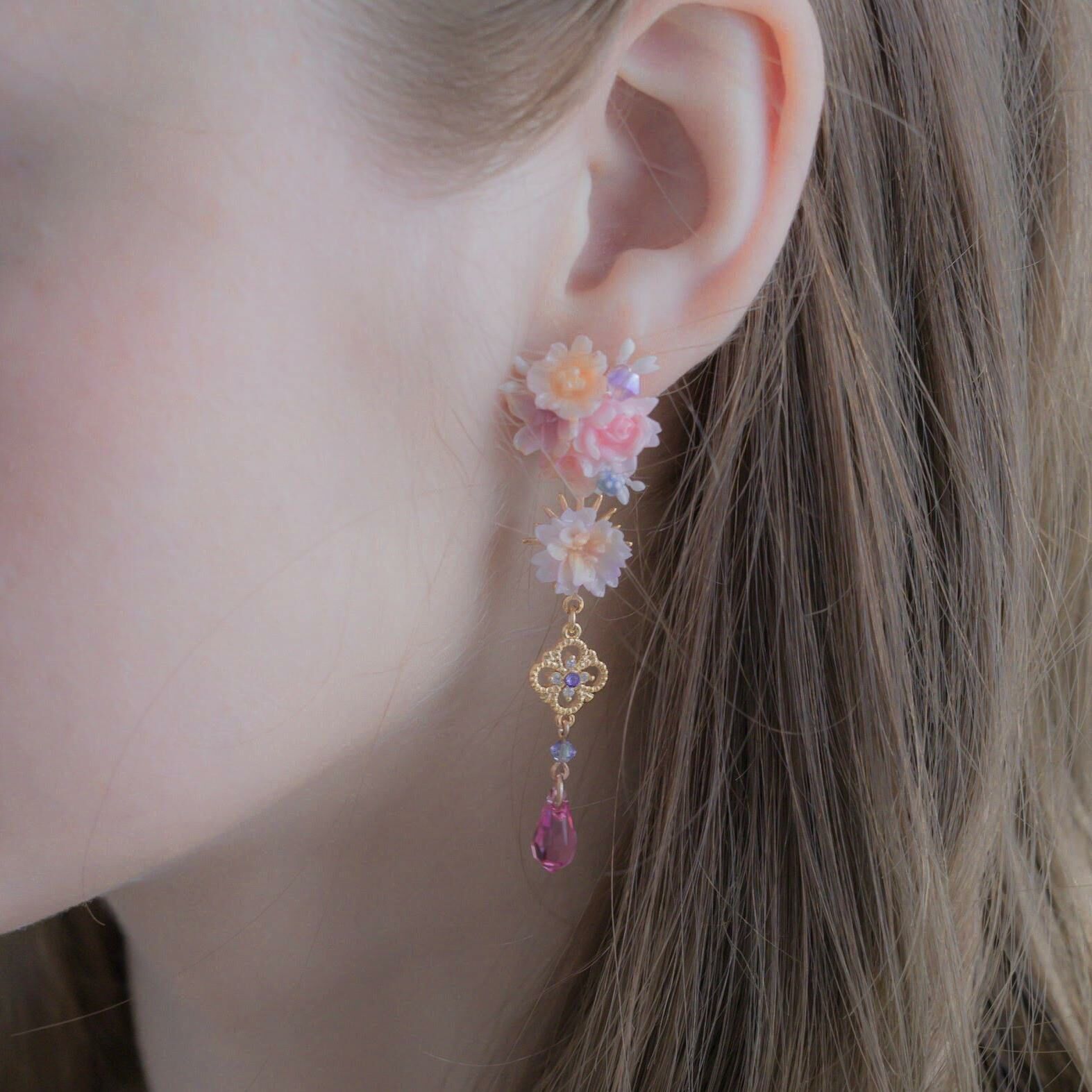 Camellia’s Prophecy Rose-gold plated 925 Silver 2-way Earrings