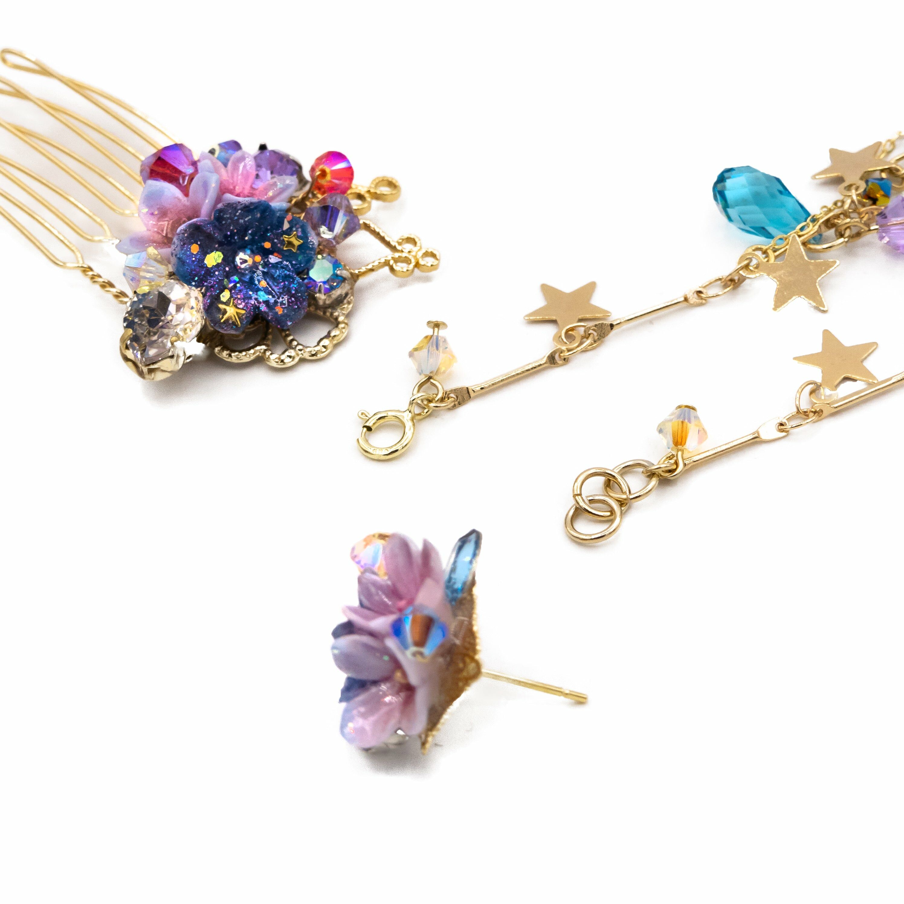 Mid Night Trod Mini Hair Comb with Detachable Chain