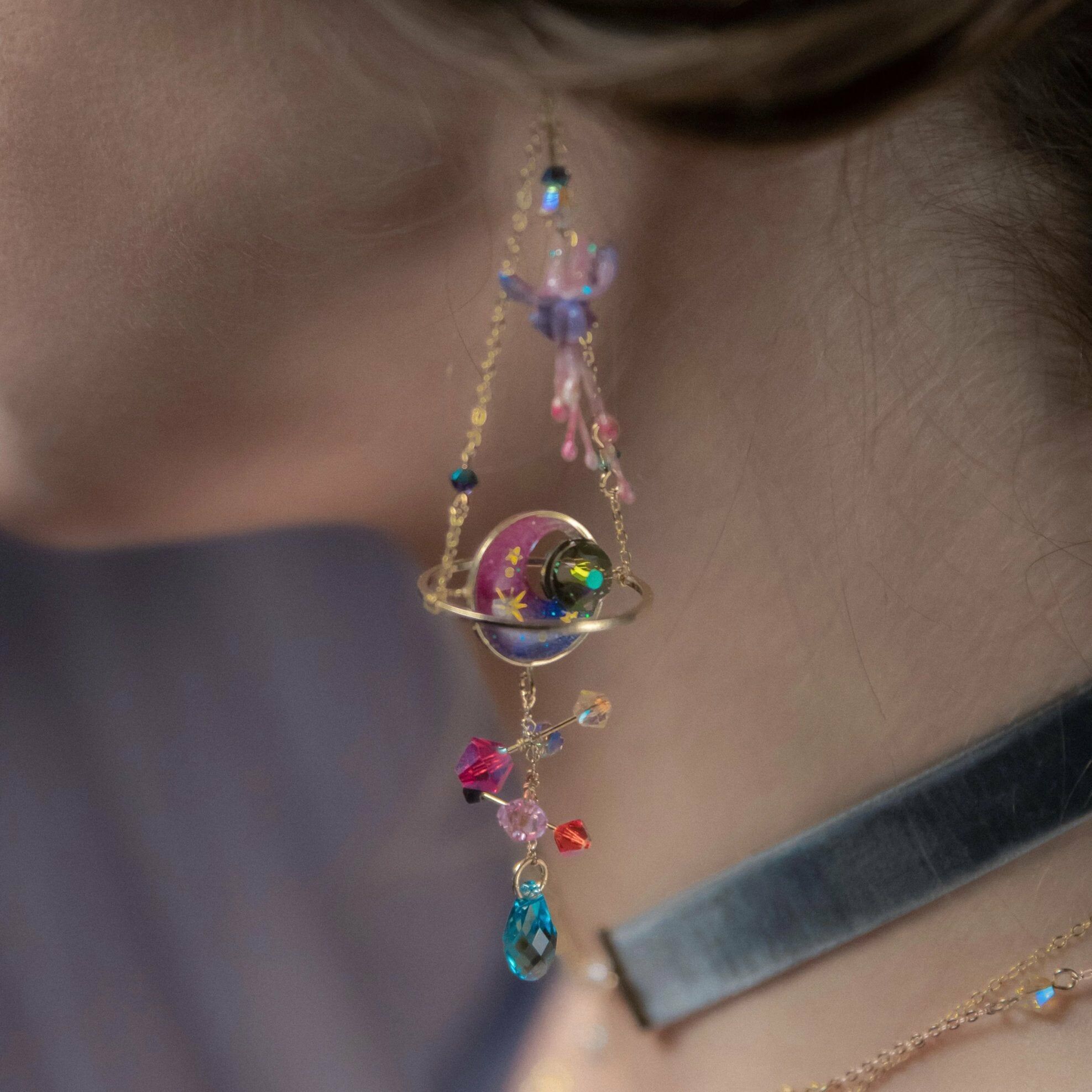 Planetarium Medinilla Gold-Plated 925 Silver 2-way Earrings