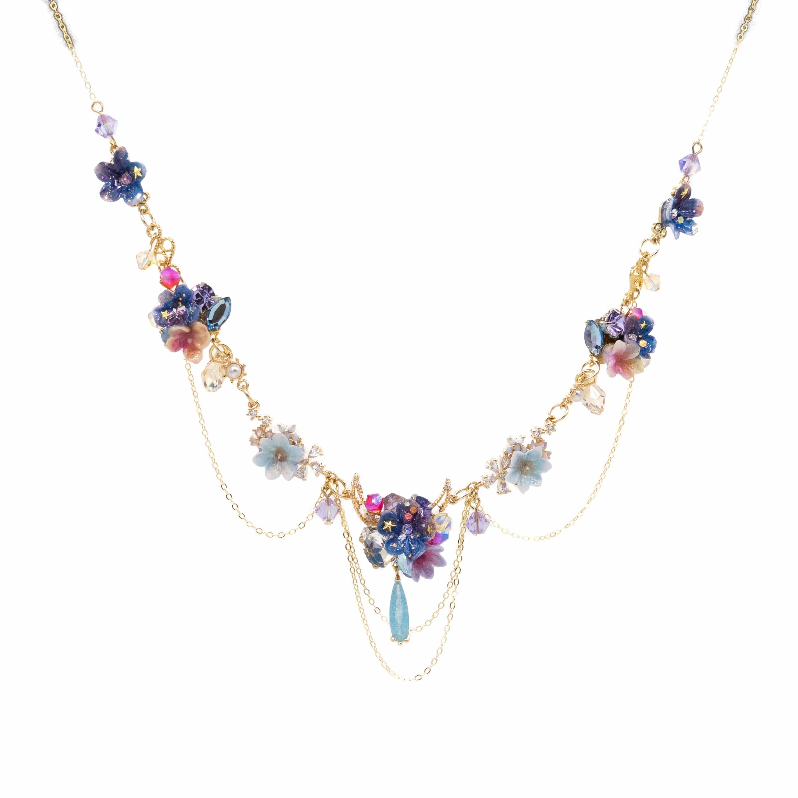 Moonlight Arch Floral 14K Gold-plated 925 Silver Necklace