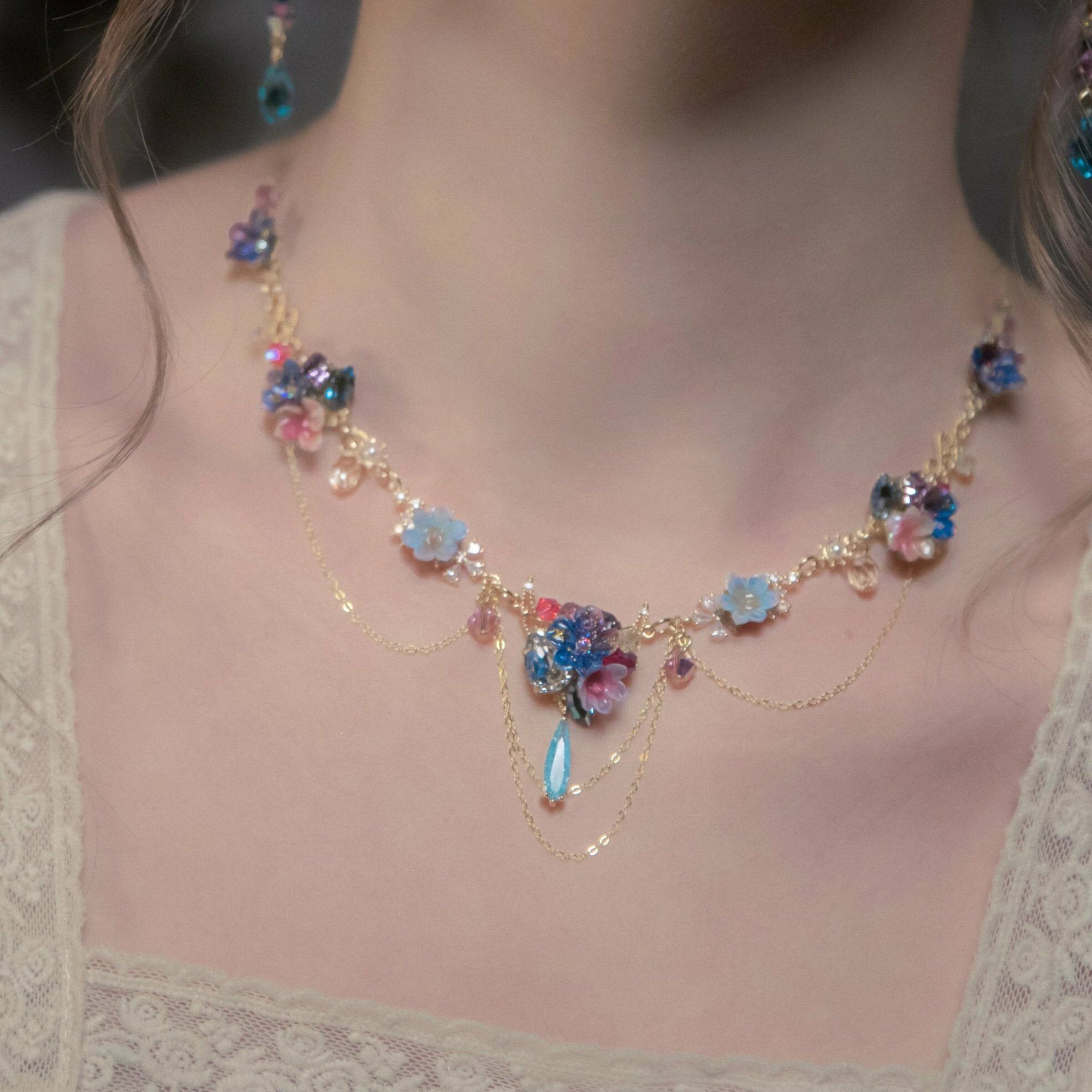 Moonlight Arch Floral 14K Gold-plated 925 Silver Necklace