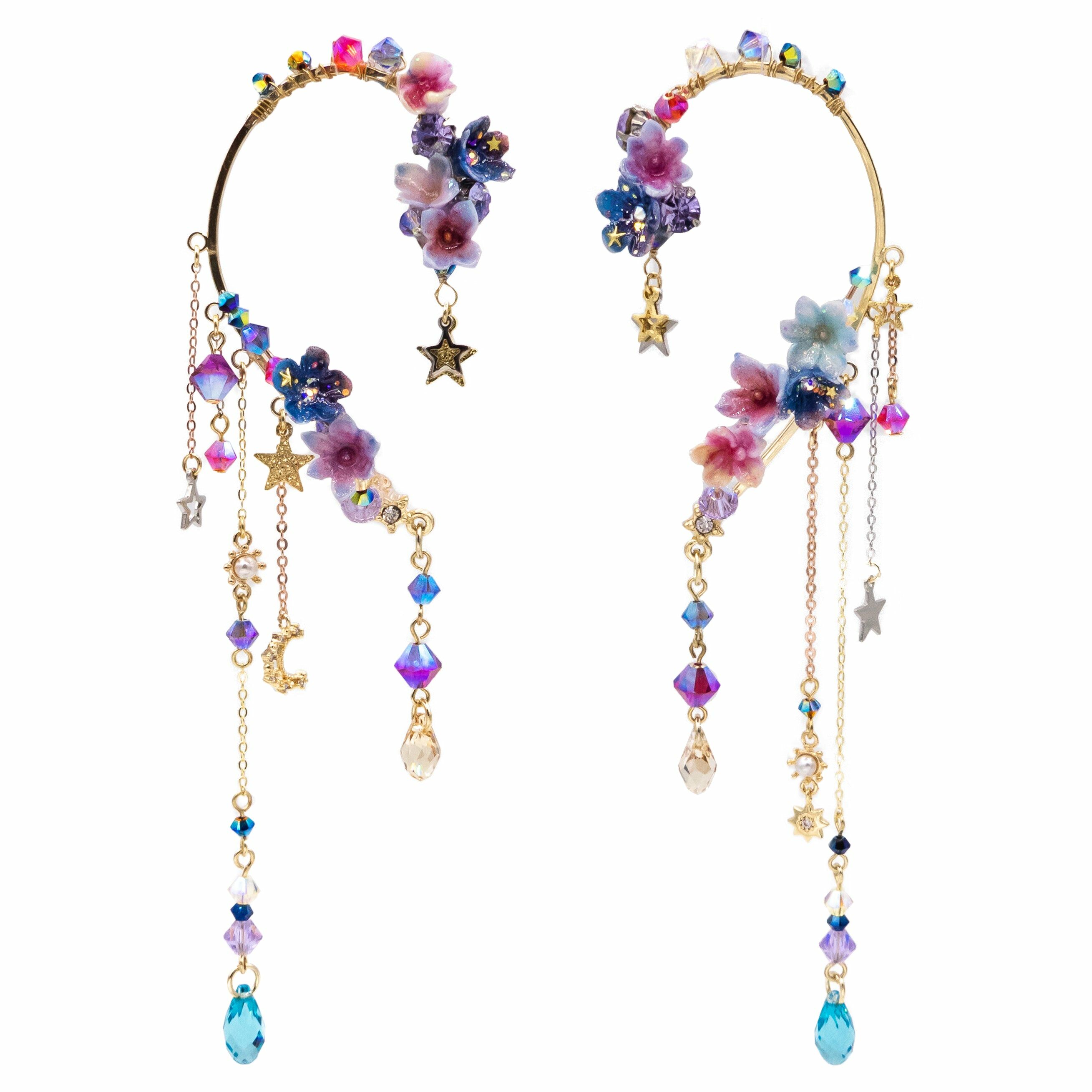 Meteor shower Floral Gold-plated Ear Hook