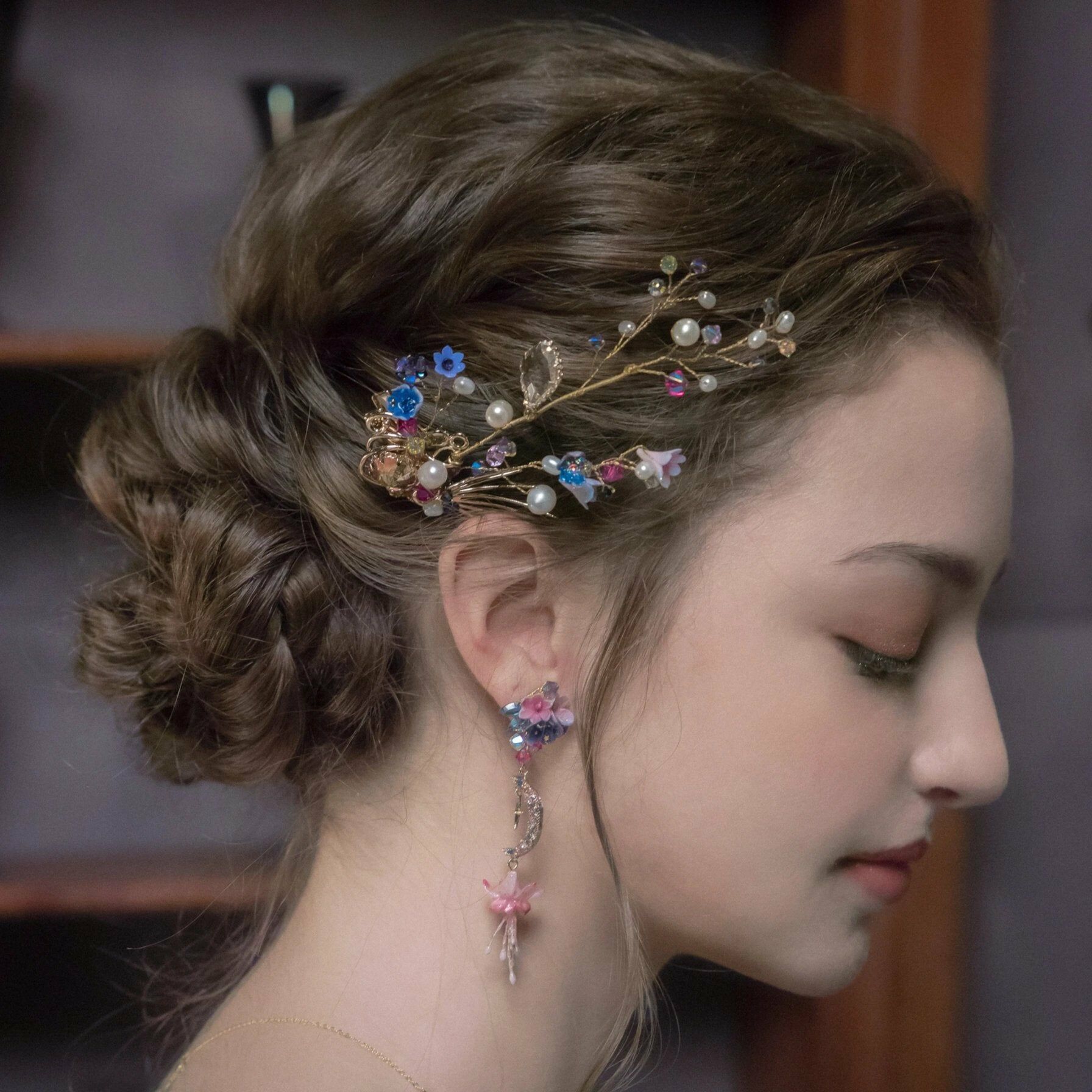 Sky Map Floral Gold-plated Hair Clip