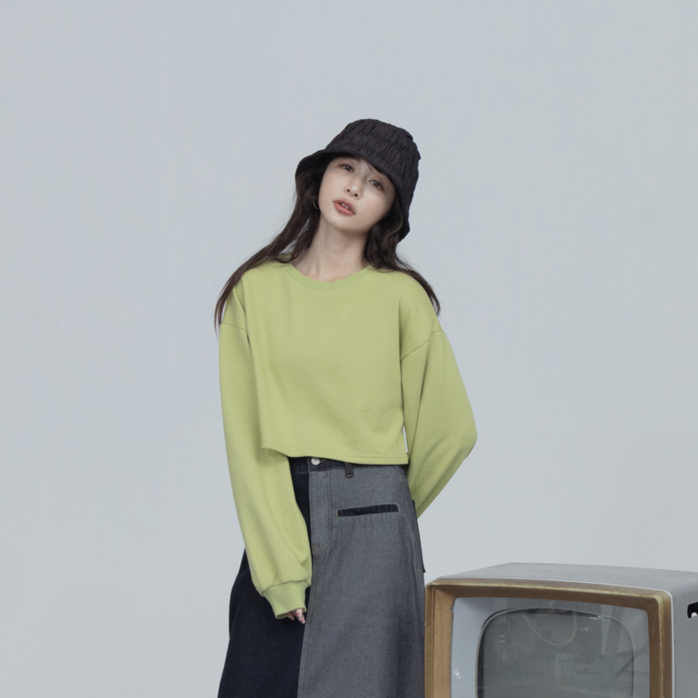 Simple round neck plain short sweatshirt six colors【01097883】in stock+pre-order