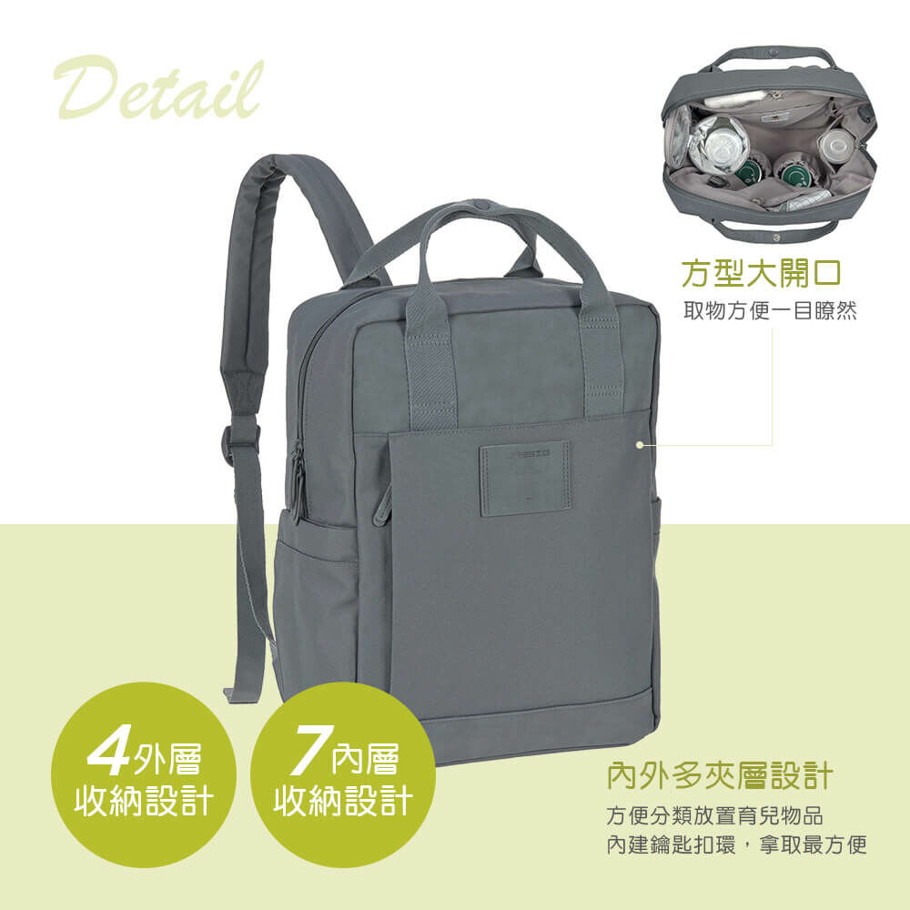 德國媽媽包No.1品牌,LASSIG讓媽媽包不只是媽媽包,兼具時尚與功能性,大開口大容量多隔層,附育兒配件:防水尿布墊、奶瓶保溫袋、推車掛勾,實用推薦