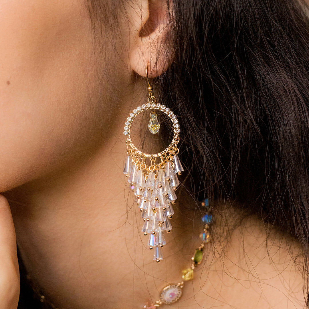 Sunshower Crystal Petals Gold-plated 925 Silver Earrings