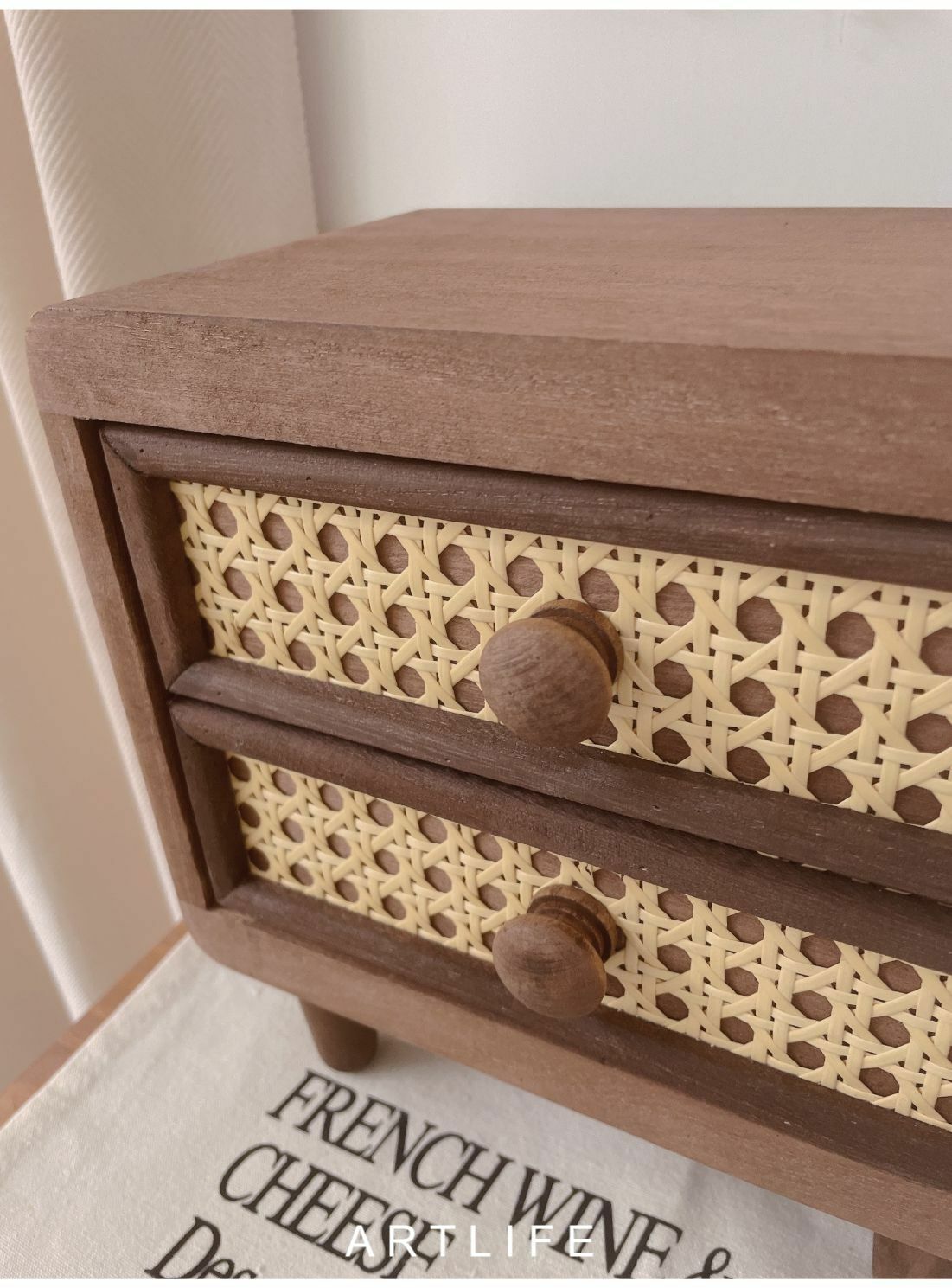 訂製款 復古色藤編小抽屜櫃