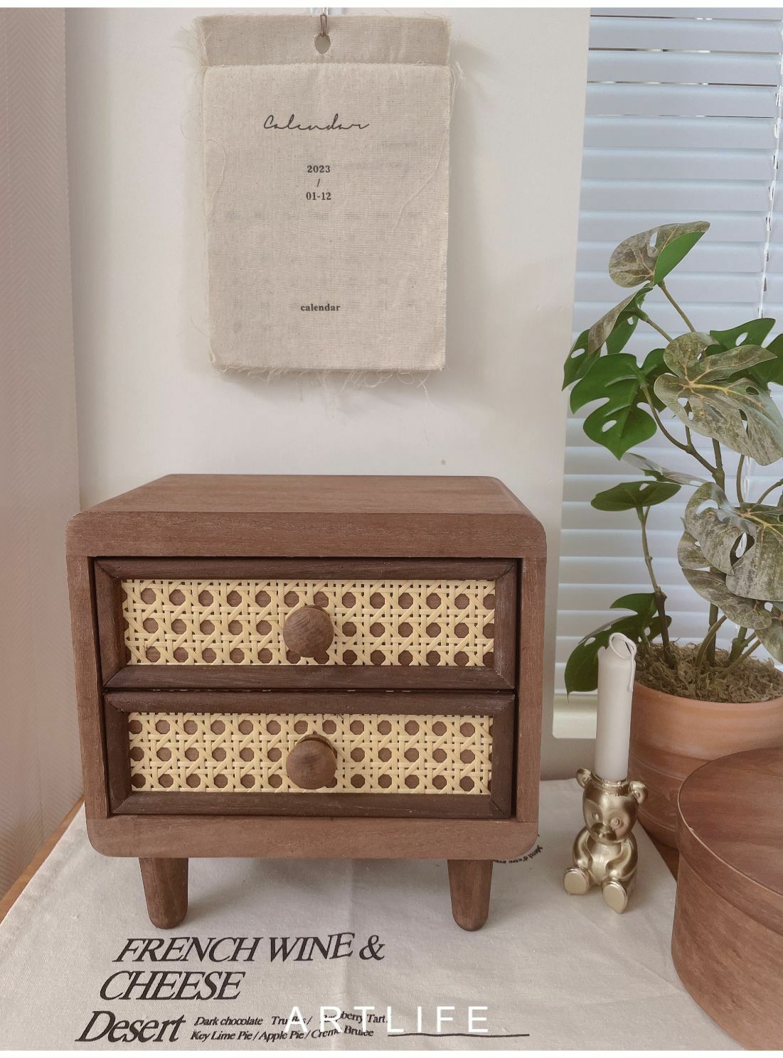 訂製款 復古色藤編小抽屜櫃