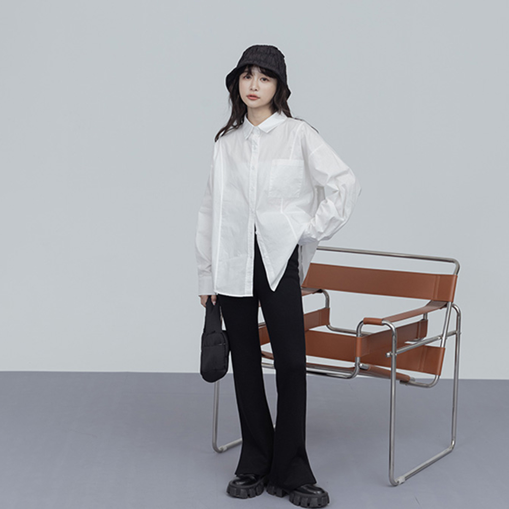 Single front pocket pleated plain shirt four colors【01025101】in stock+pre-order