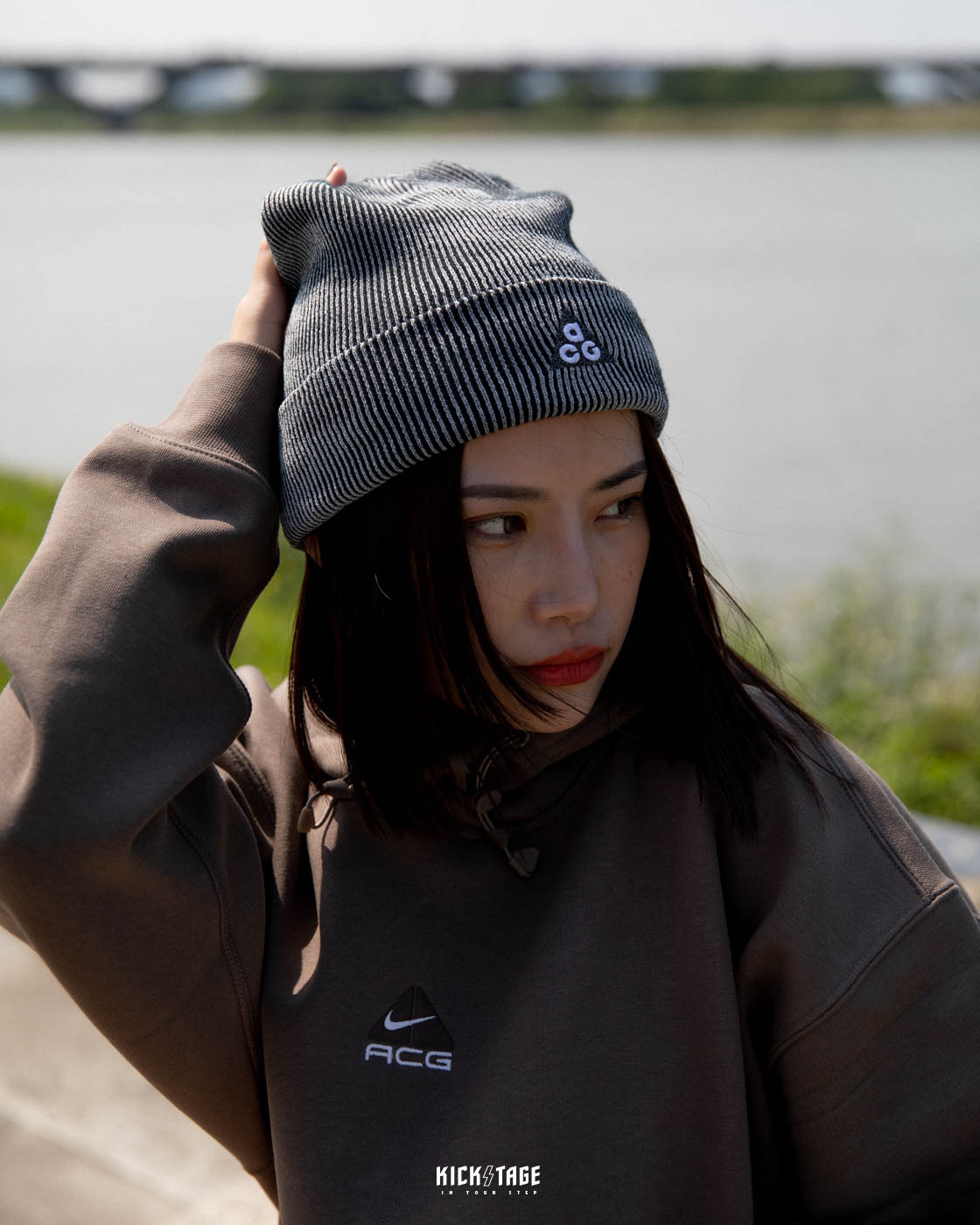 NIKE PEAK ACG BEANIE 灰黑色刺繡保暖戶外毛帽針織帽【FJ6297-010】