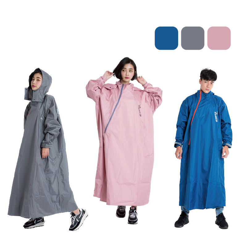 BRIGHT DAY Double 雙拉鍊 斜開 連身雨衣 雨具 共三色