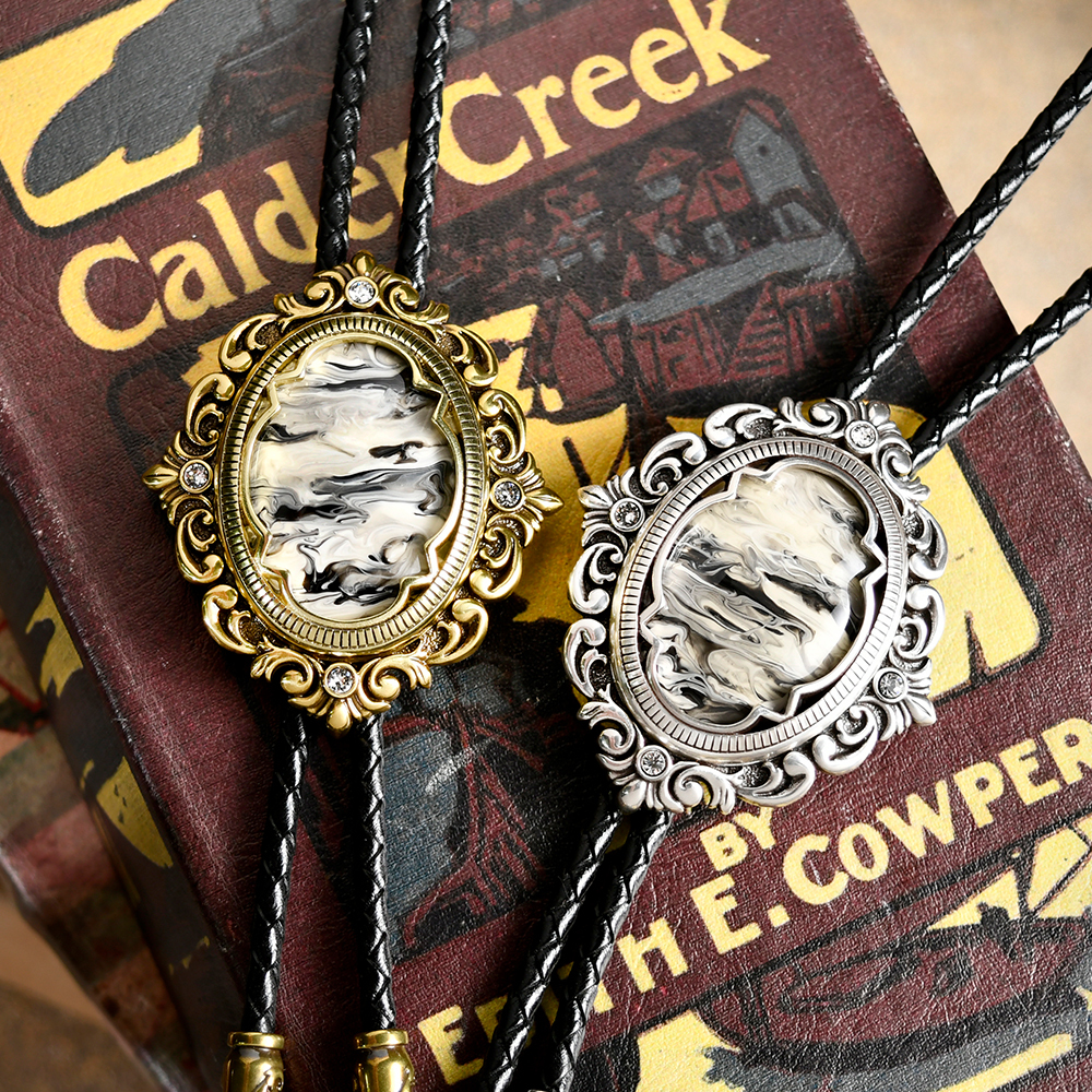 藝術裝飾系列 古銀款 真皮皮繩 保羅領帶/Bolo Tie/美式領帶 - 快速出貨