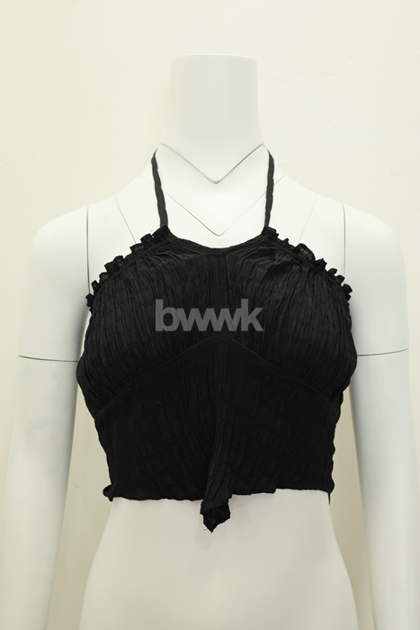 黑 皺皺掛脖上衣