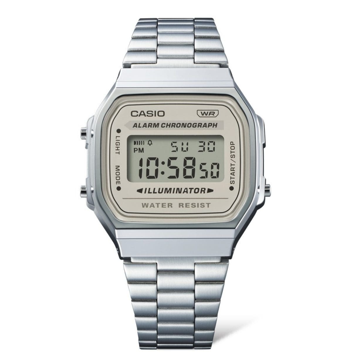 Casio A168WA-8A 灰白色 方形復古跳字錶