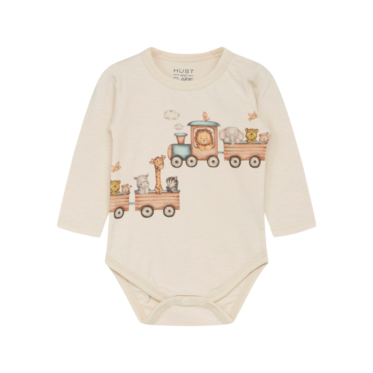 〖 Hust & Claire 〗米白動物列車包屁衣