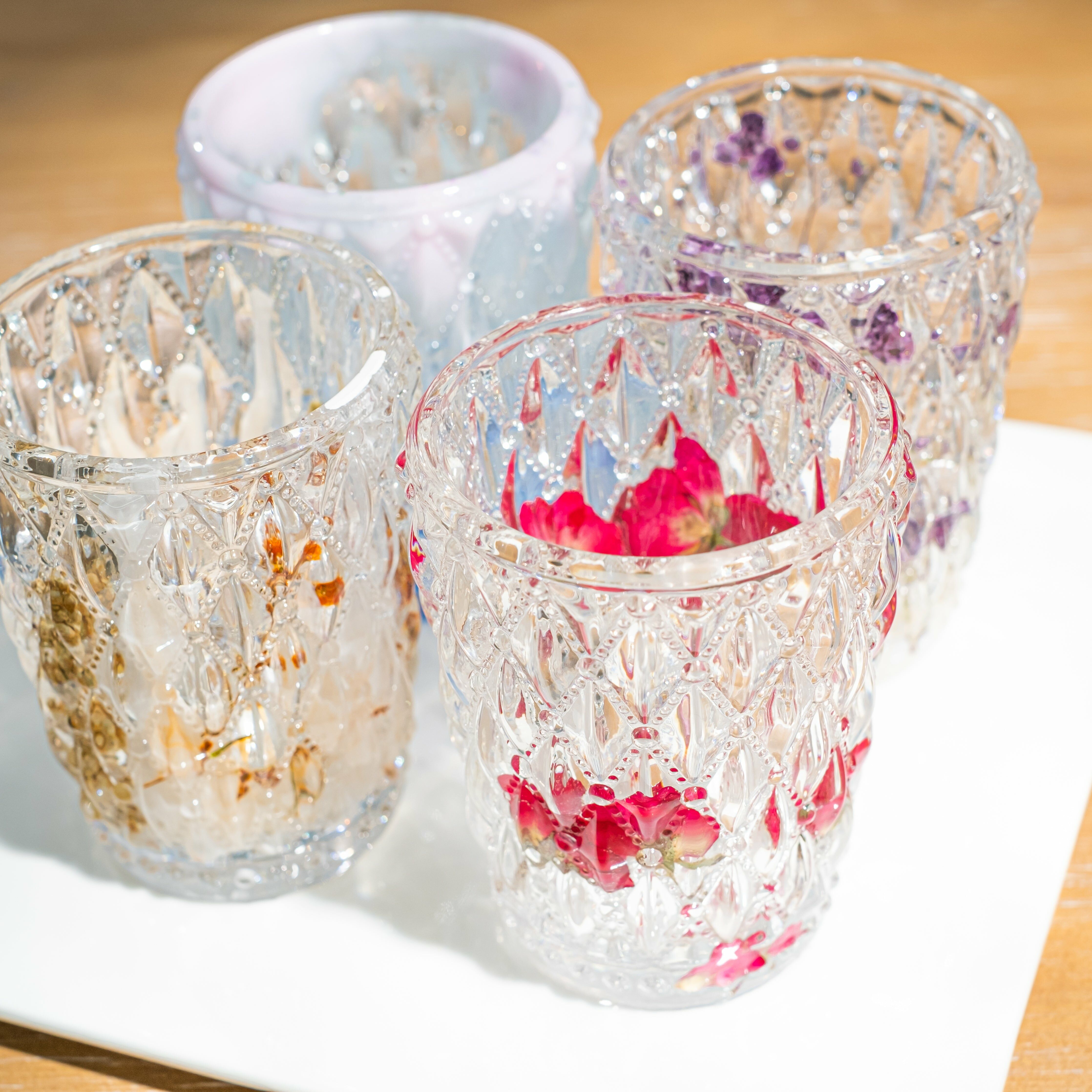⑤ Floral Transparent Checkered Cup (4 Designs)