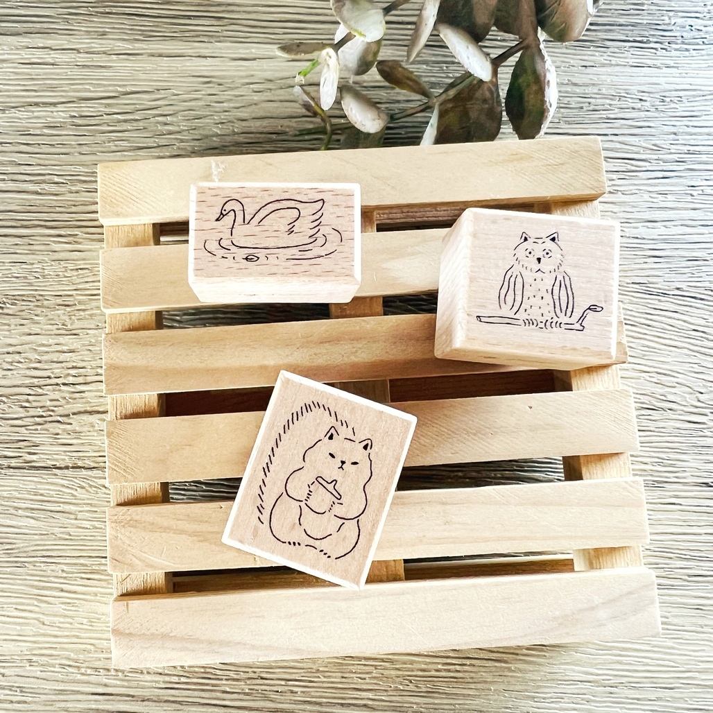 森空 Ivy Snow．天鵝/貓頭鷹/松鼠 櫸木印章