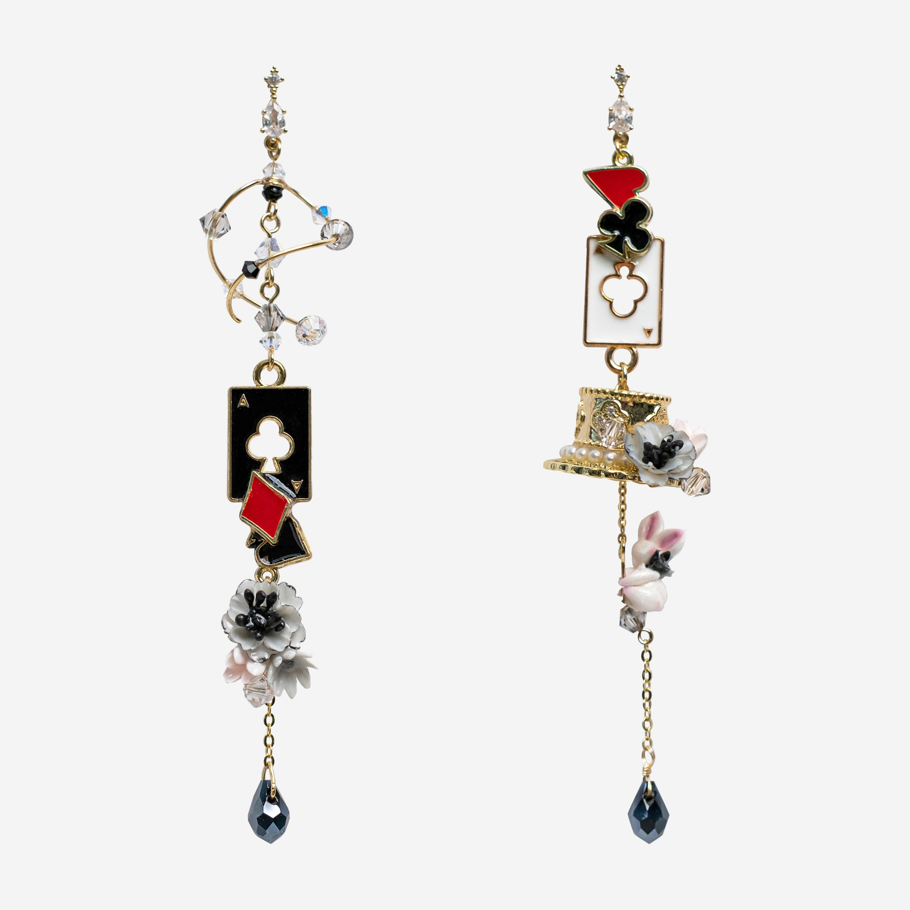 Curiouser and Curiouser Playing Cards Gold-plated S925 Earrings